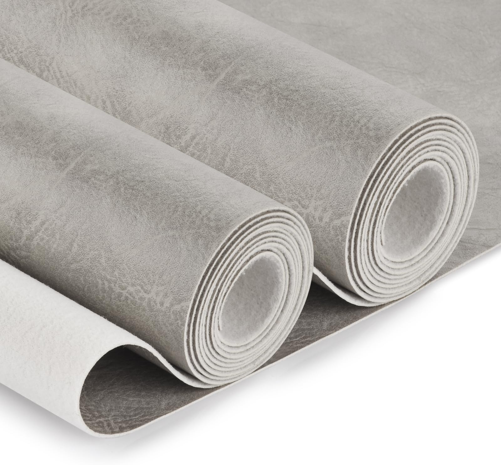 Faux Leather Fabric, Soft Synthetic PU Fabric Material, Thick Durable Synthetic Repholstery Leather Vinyl, Soft Touch Distressed DIY Crafts, Upholstery - Individual 1 Yards Cut 36" x 54"- Light Grey
