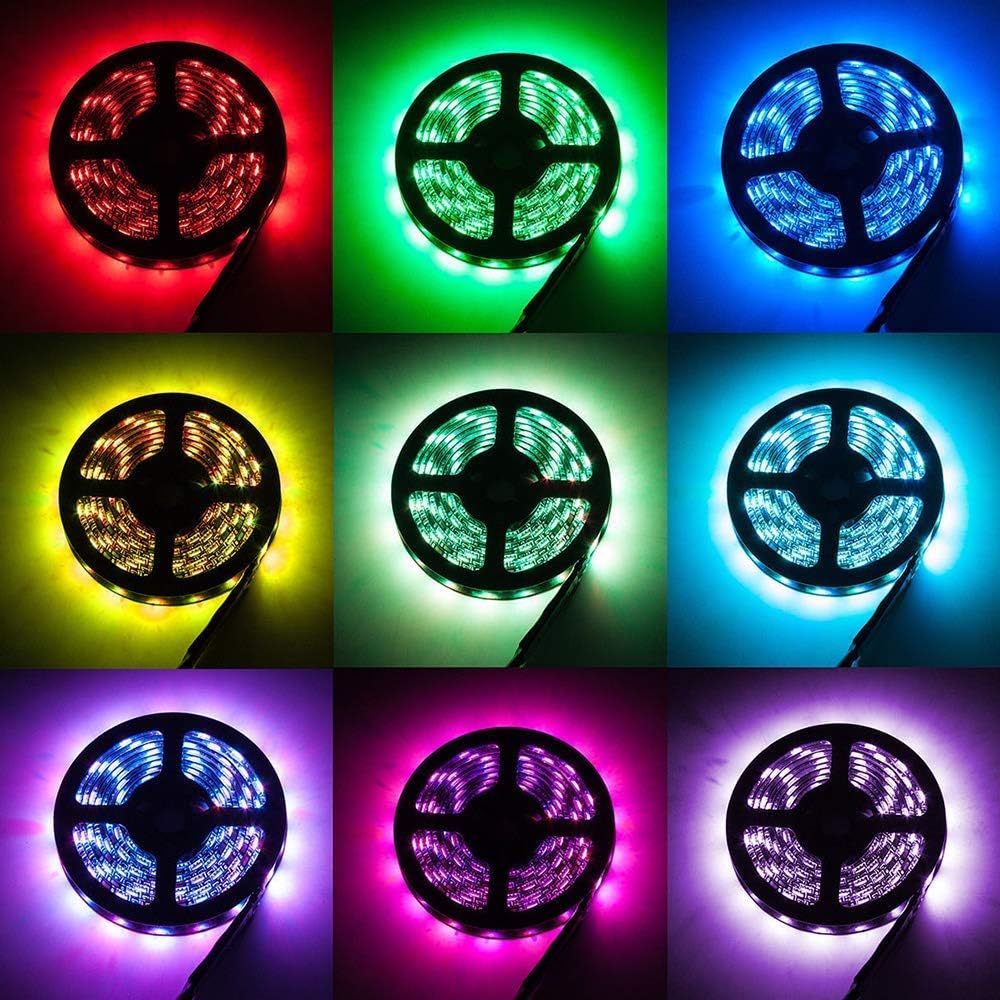 Battery Powered LED Strip Lights,3m/9.8ft Flexible RGB Led Lights Strip with 2 Battery Power Supply Box and 17 Keys Remote Controller