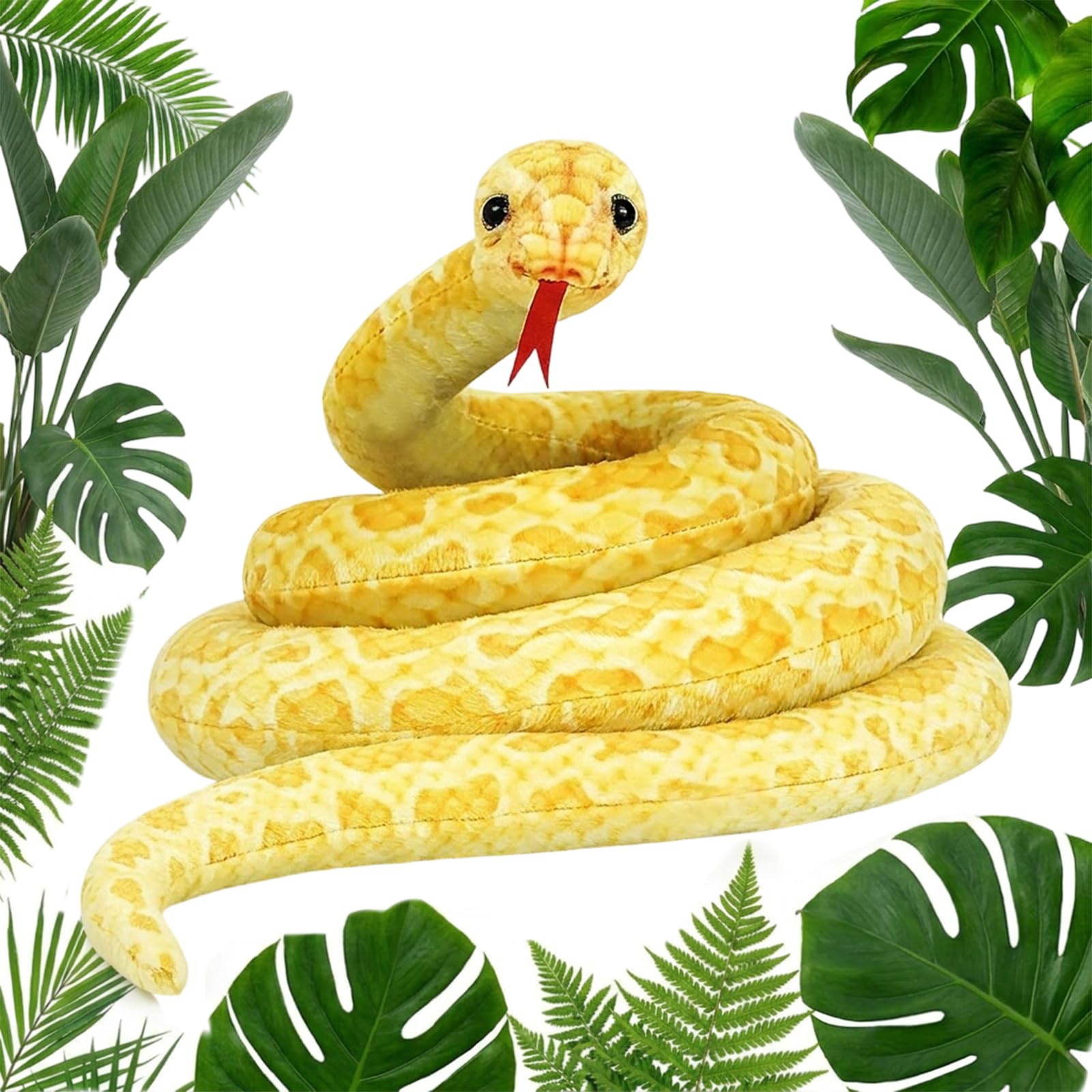 Efuwfugc Golden Snake Toy, Realistic Snake Plush Replica for Home Decor and Halloween Parties, Flexible Fake Snake Prop for Wildlife Education and Garden Displays