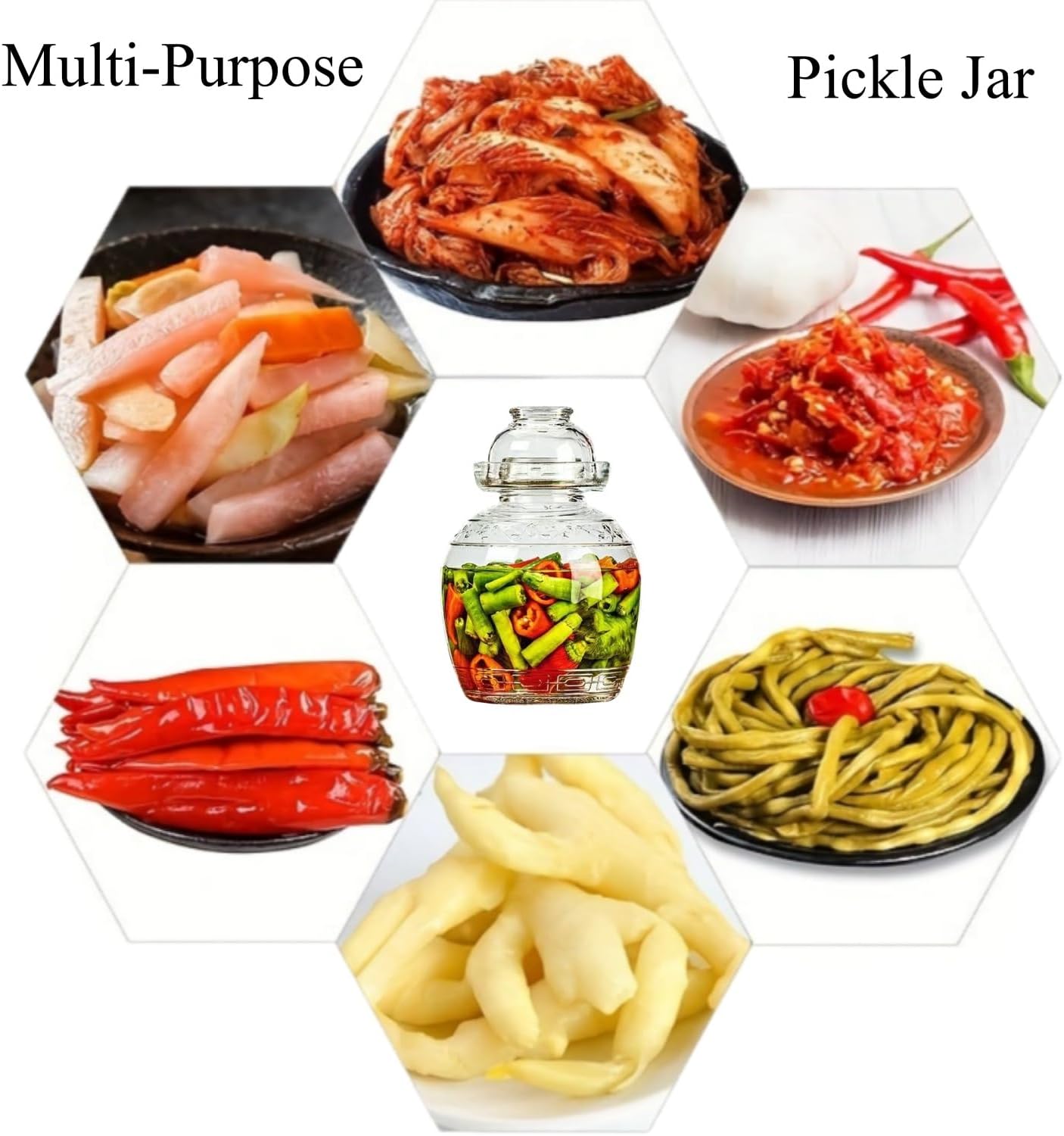 Glass Jar Fermentation Jar, 2.5L Pickle Jar with Water Seal Lid, Fermentation Kit Fermenter Starter Kit for Pickles, Wine Brewing, Pickling, Kimchi, Sauerkraut, Vegetables, Kombucha