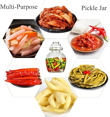 Miniatura 2 de Aosnttol Tarro de fermentación de tarro de pepinillo de 1.5L, kit de fermentación con sello de agua, tarro de vidrio con tapa para conservas de