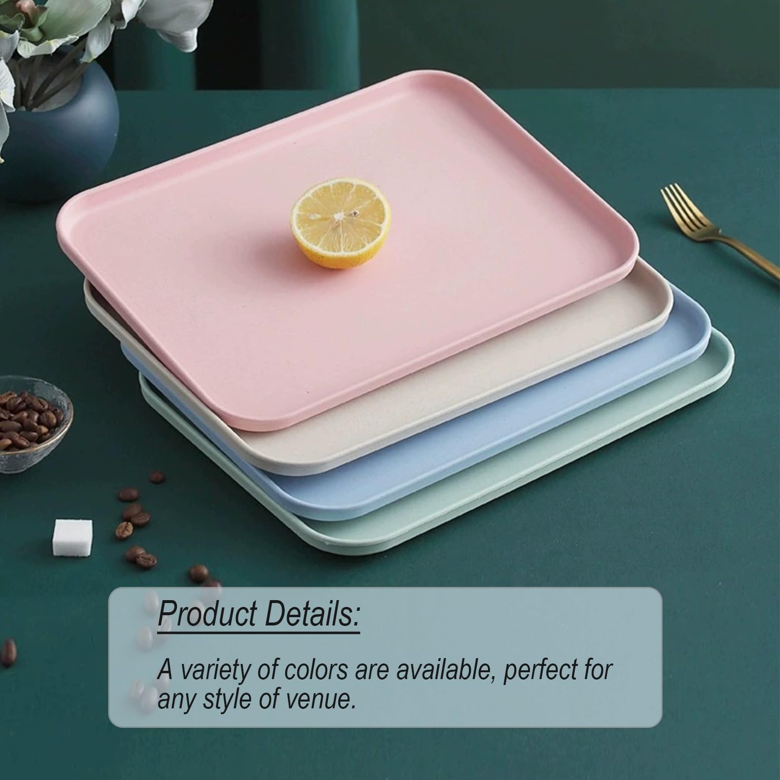 Juego de 5 bandejas rectangulares de plástico, fáciles de limpiar, ideales para uso en comedor o baño, color 22 x 30,5 cm, versátil