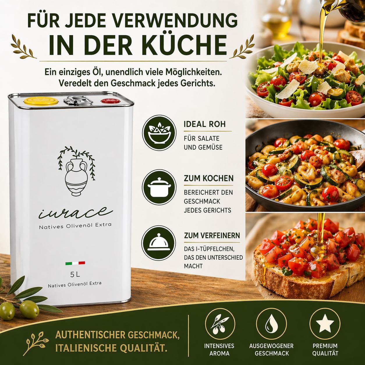 IURACE-Olio Extravergine di Oliva 5L – 100% Italiano – Cuore della Calabria – Lavorazione Tradizionale