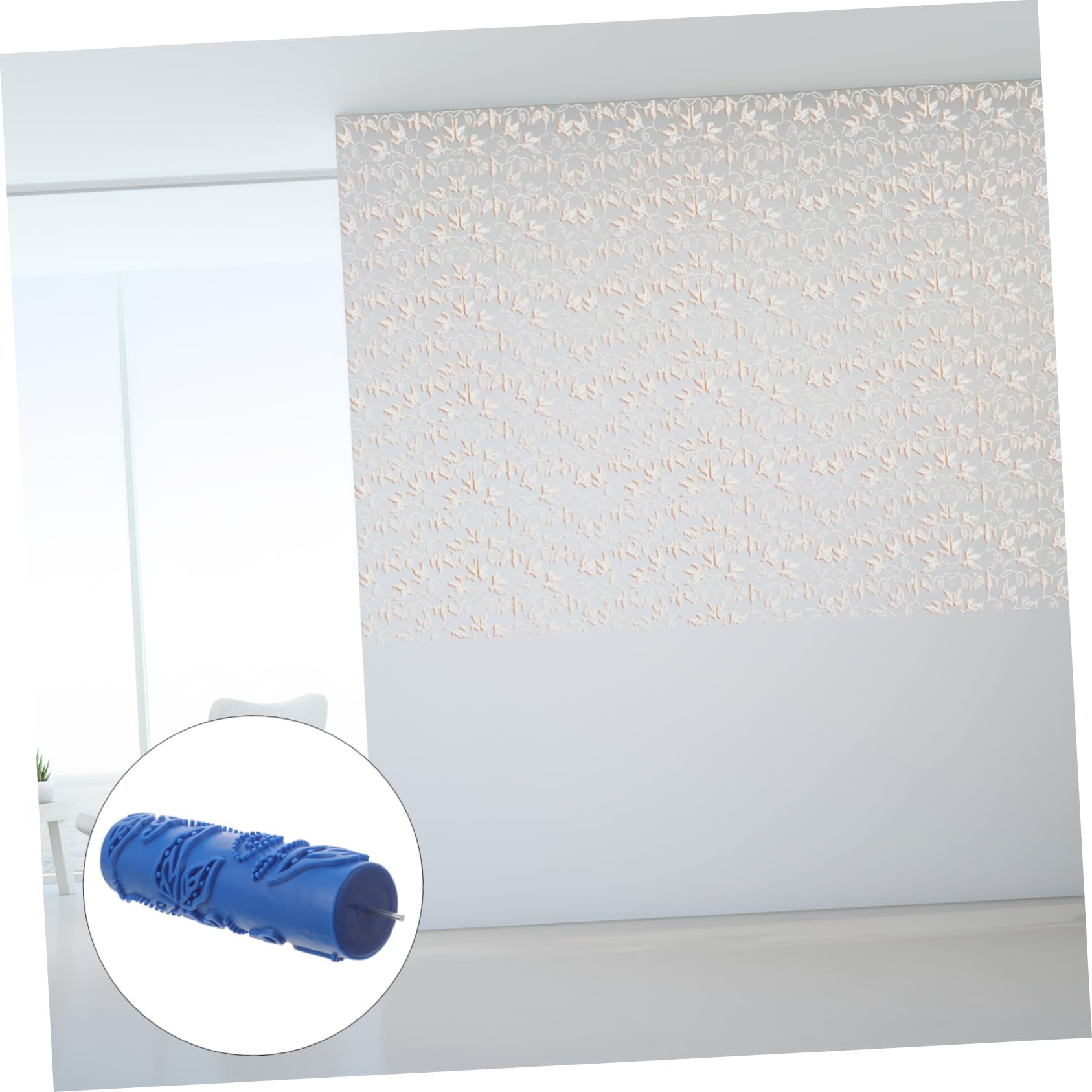 NUOBESTY 5 Stück Druckzylinder nachfüllbarer Farbroller für Textur malen prägestruktur farbroller Malerrolle aus Gummi DIY gemusterte Walze Wandfarbe mit Walze Blue