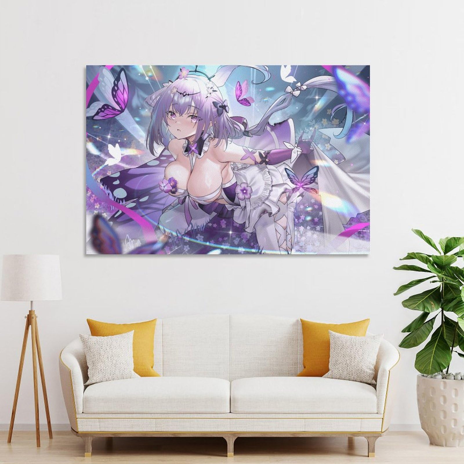 Large Anime Canvas Print - Purple Beautiful Waifu Artwork, Vibrant Pop Art Poster for Gamers & Modern Decor Frame-style-1 08x12inch(20x30cm): 12x18inch(30x45cm) Unframe-style-1