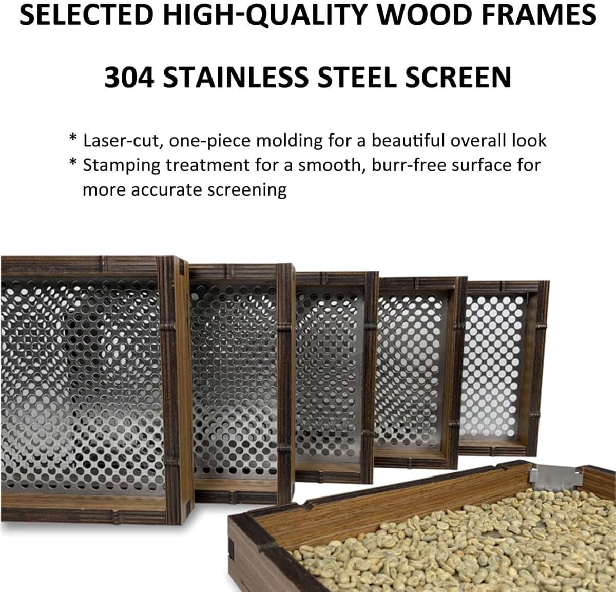 Coffee Bean Grading Sieve Set,10-Grade Bean Sifter with 12-21 Mesh Meshes,Stainless Steel Screen and Wooden Frame,Precise Baking with Suitcase,for Coffee Shop(A)