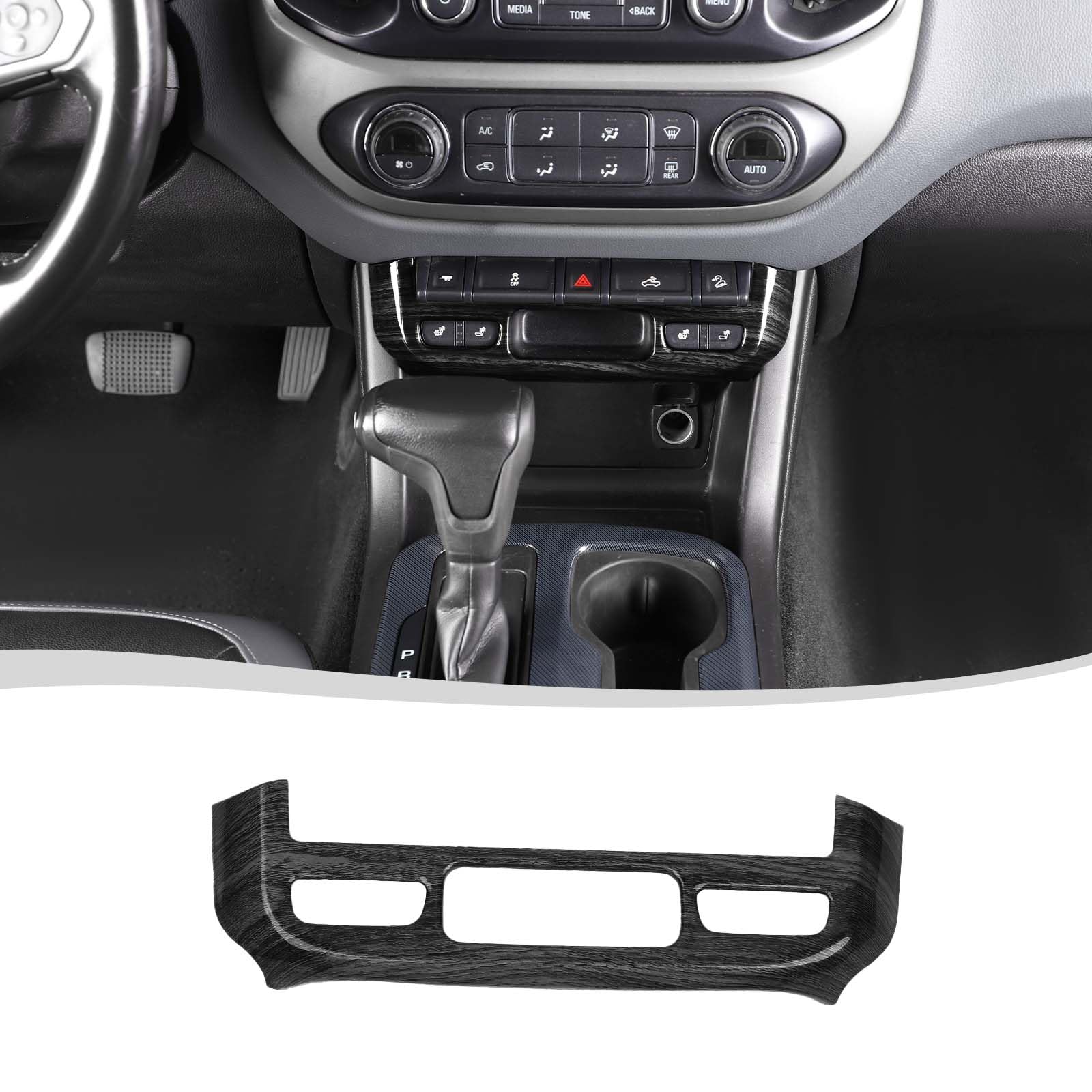Voodonala Emergency Light Switch Panel Cover Trim Compatible with Chevy Colorado/GMC-Canyon 2014-2022, Black Wood Grain