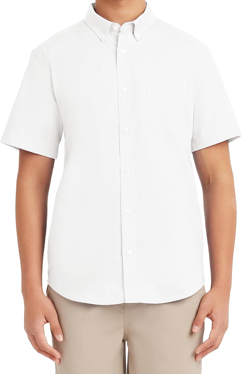 Young Men's Uniform Short Sleeve Performance Oxford Button-Down Shirt