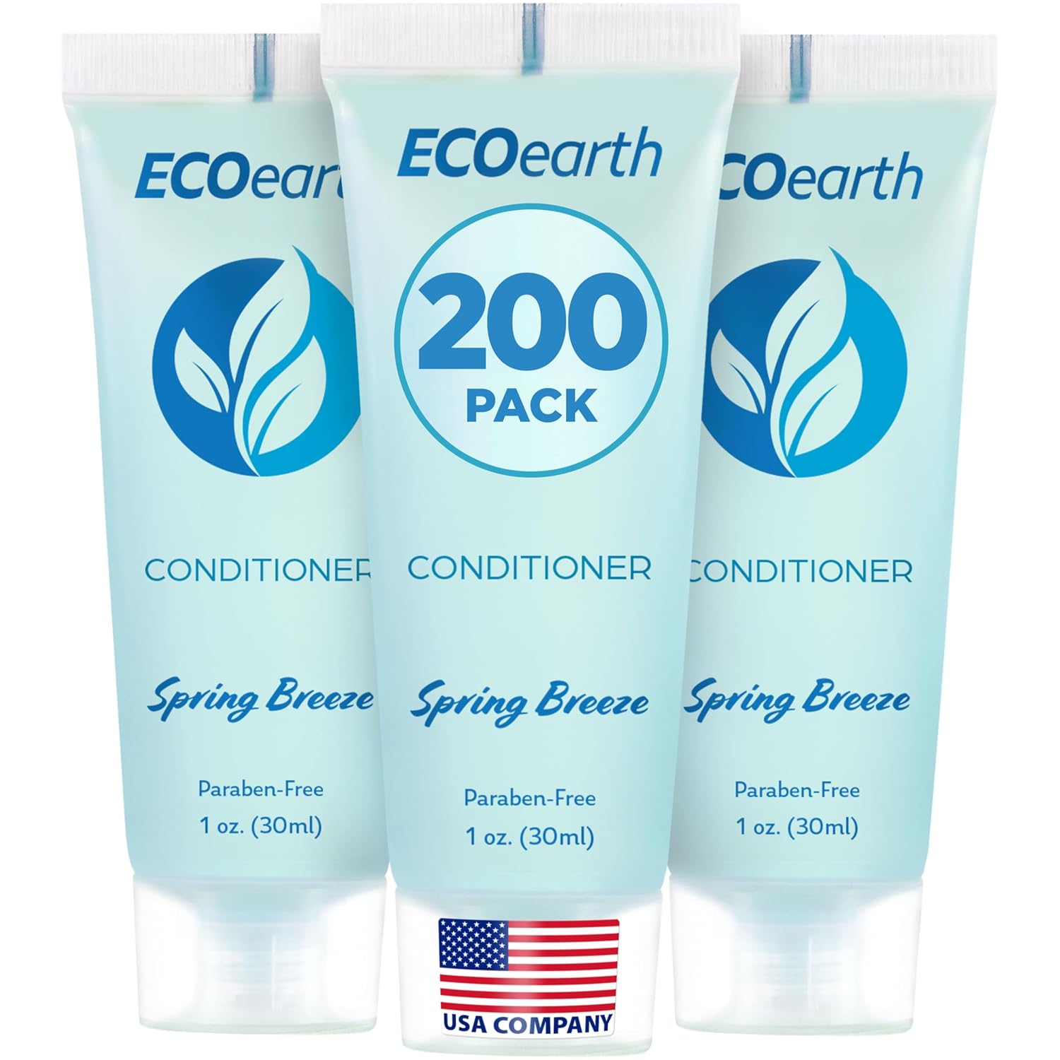 EcoEarth - Travel Size Conditioner - 1 fl oz, 200 PK, Spring Breeze - Delight Your Guests with Revitalizing and Refreshing Hotel Conditioner - Small Size Travel Amenities - Hotel Toiletries in Bulk