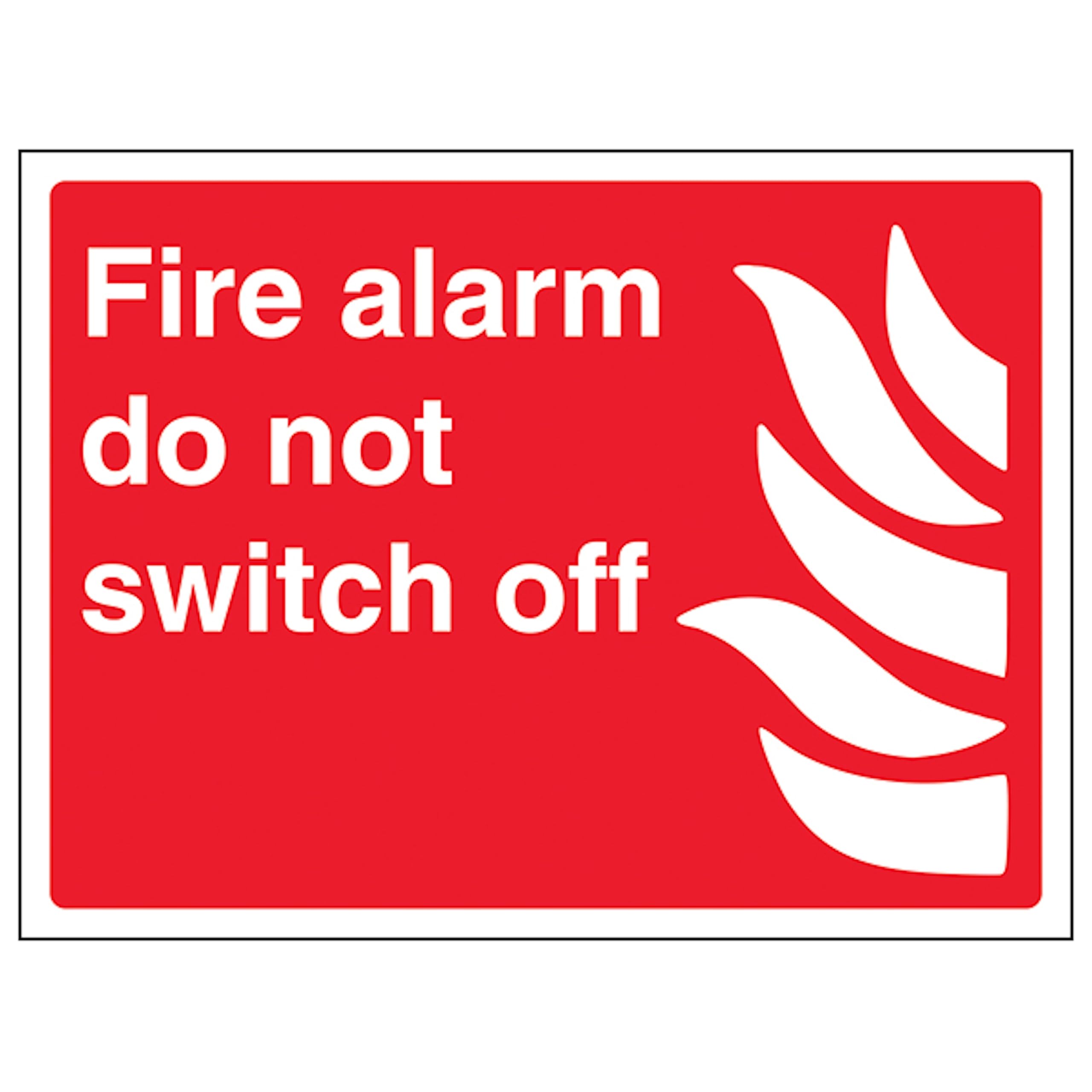 V Safety Fire Alarm Do Not Switch Off - Landscape 200 x 150 mm - Glow In The Dark Self Adhesive Vinyl Safety Sign