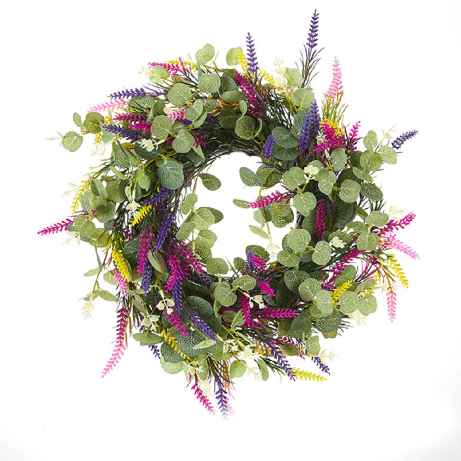 Christmas wreaths, 18 Inch, for Home, Farmhouse Decor with Eucalyptus Leaves,Rose, Big Berries(Color 14)