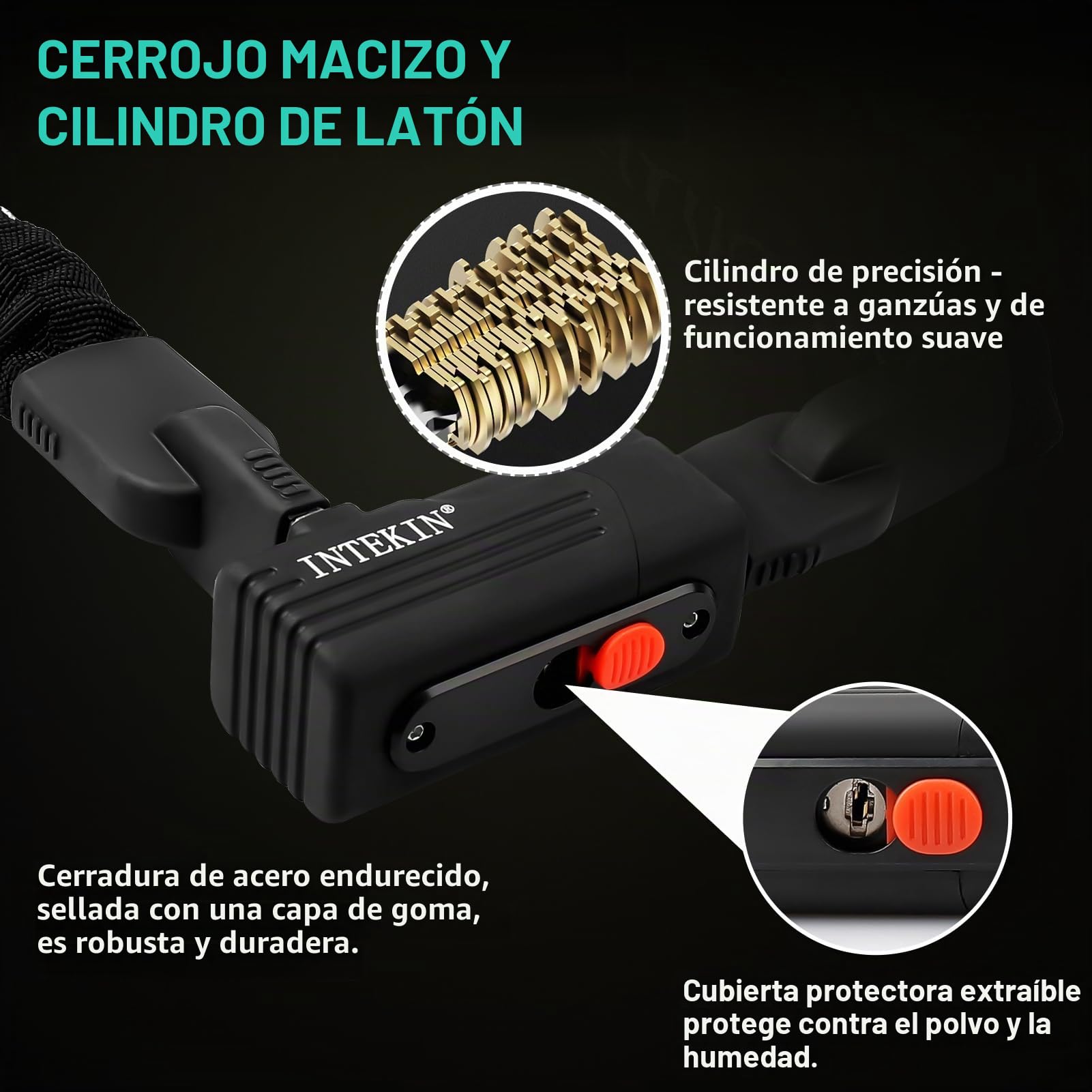 Candado de Bicicleta Antirrobo con Llave, 150 cm Candado de Cadena para Bicicletas, Motos, Scooters, cadena bicicleta de Alta seguridad 8 mm Diámetro