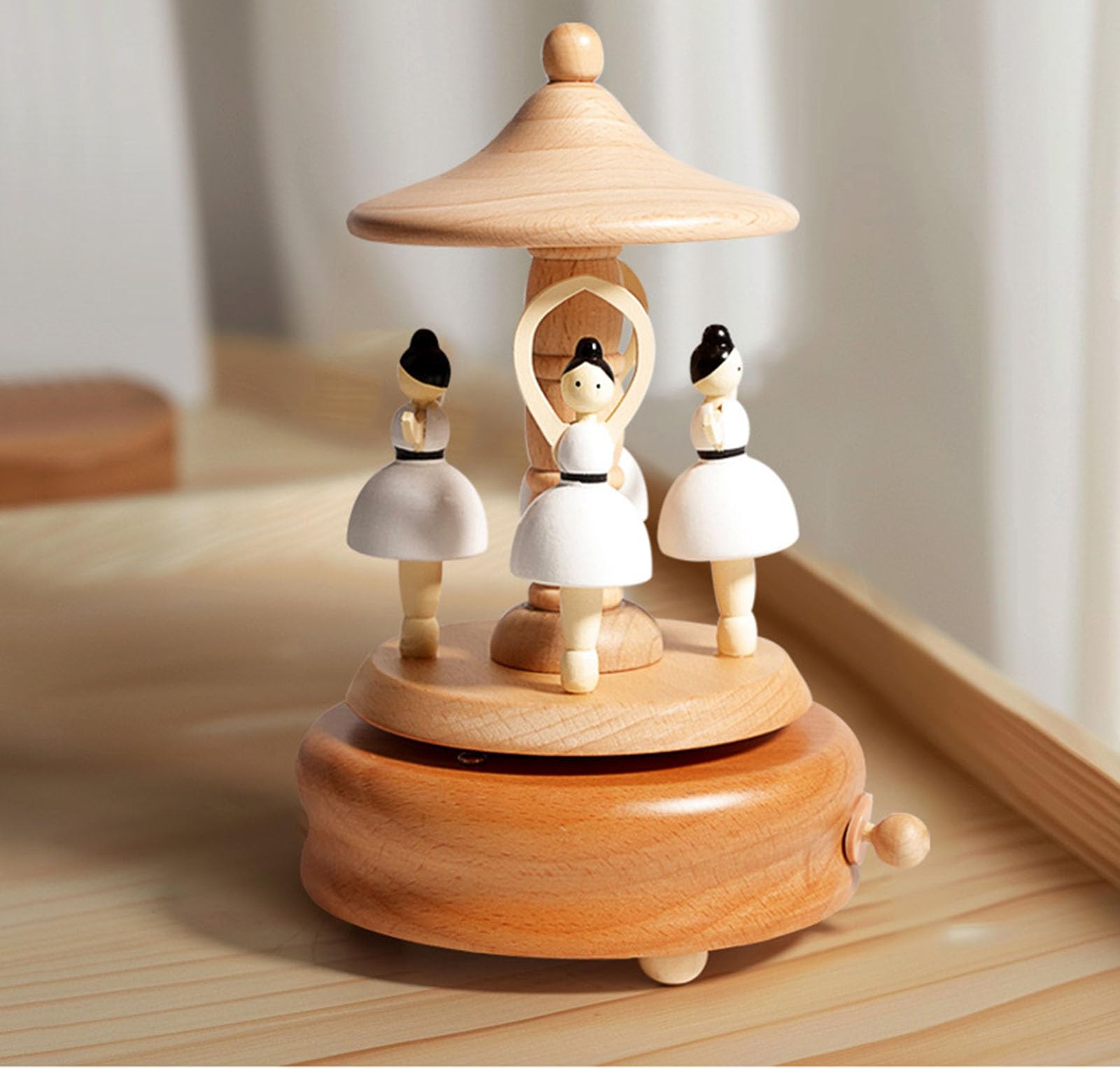 Carillon con ballerina di legno rotante, regalo per ragazze e bambini