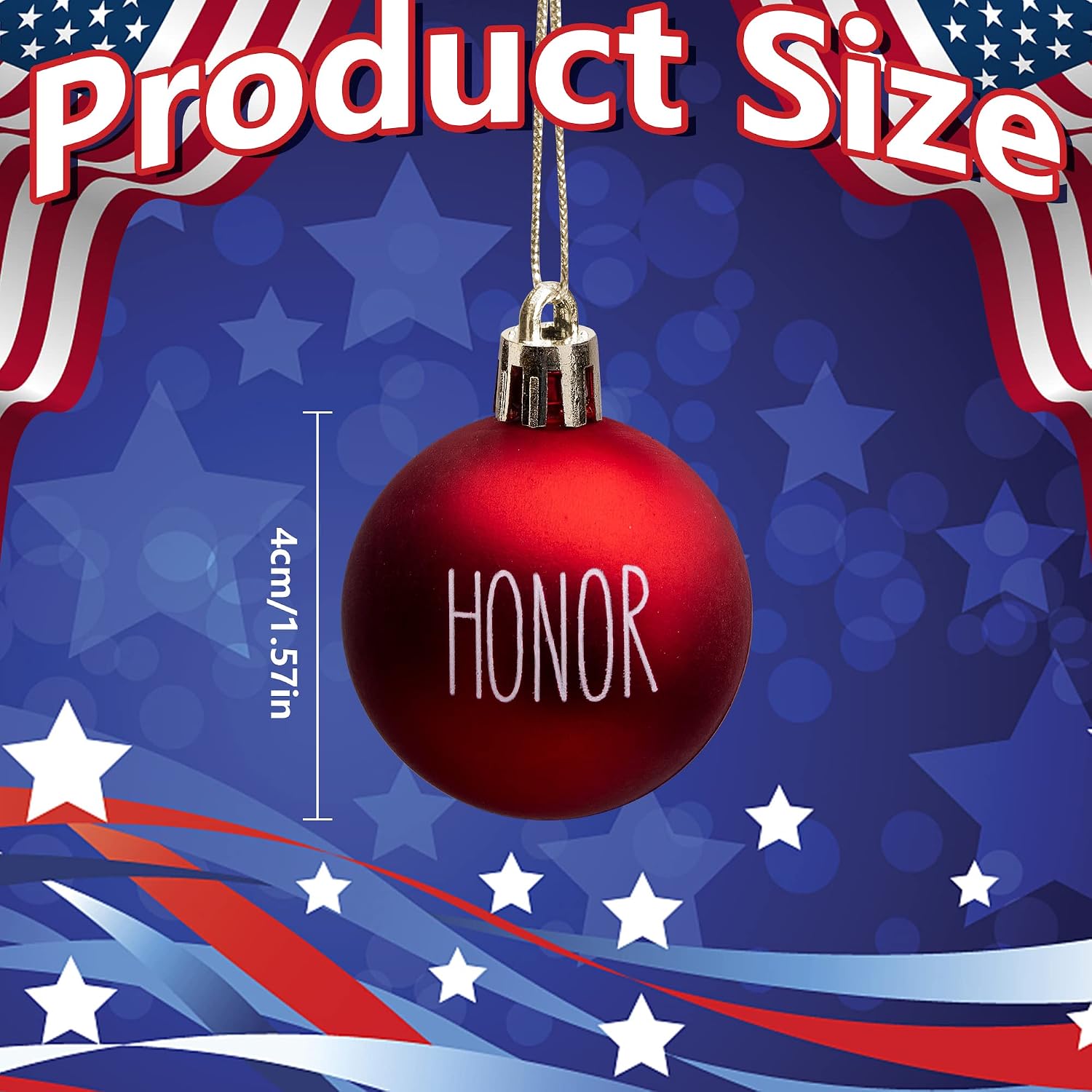 Deloky 24 Pcs 4th of July Tree Ornaments - 1.57" Memorial Day Letter Balls - Red White Blue Patriotic Hanging Balls for Independence Day Veterans Day Holiday Party Decoration