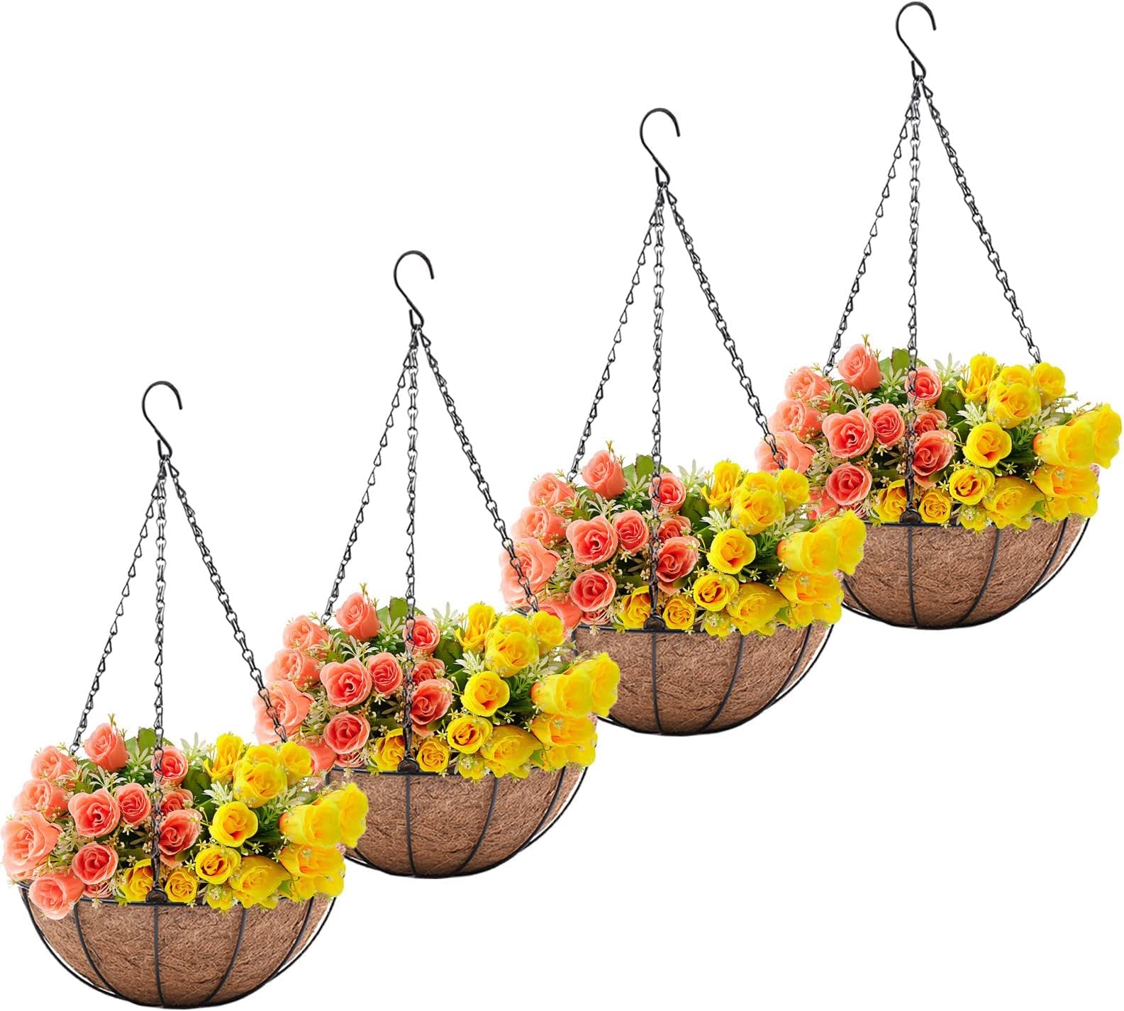 EIMQUVW Metal Hanging Planters Basket Set of 3 Hanging Flower Pots 12 Inch Chain