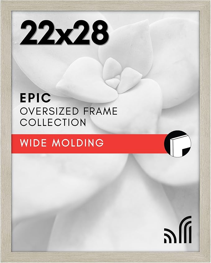 Americanflat 22x28 Poster Frame with Polished Plexiglass - Wide Picture Frames Made of Engineered Wood for Vertical or Horizontal Wall Display - Epic Collection - Grey
