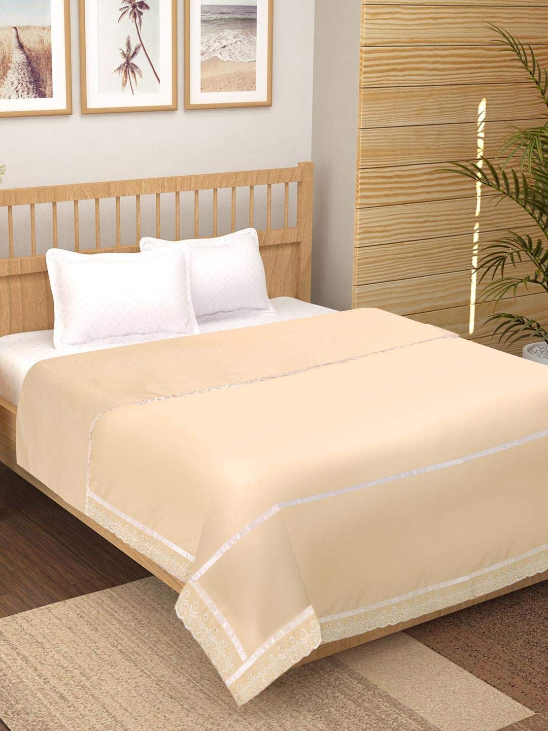 VHC 100% Cotton 250 TC Lace Beige Single Dohar/Duvet Cover 160 * 230 Pack of 1-image-8