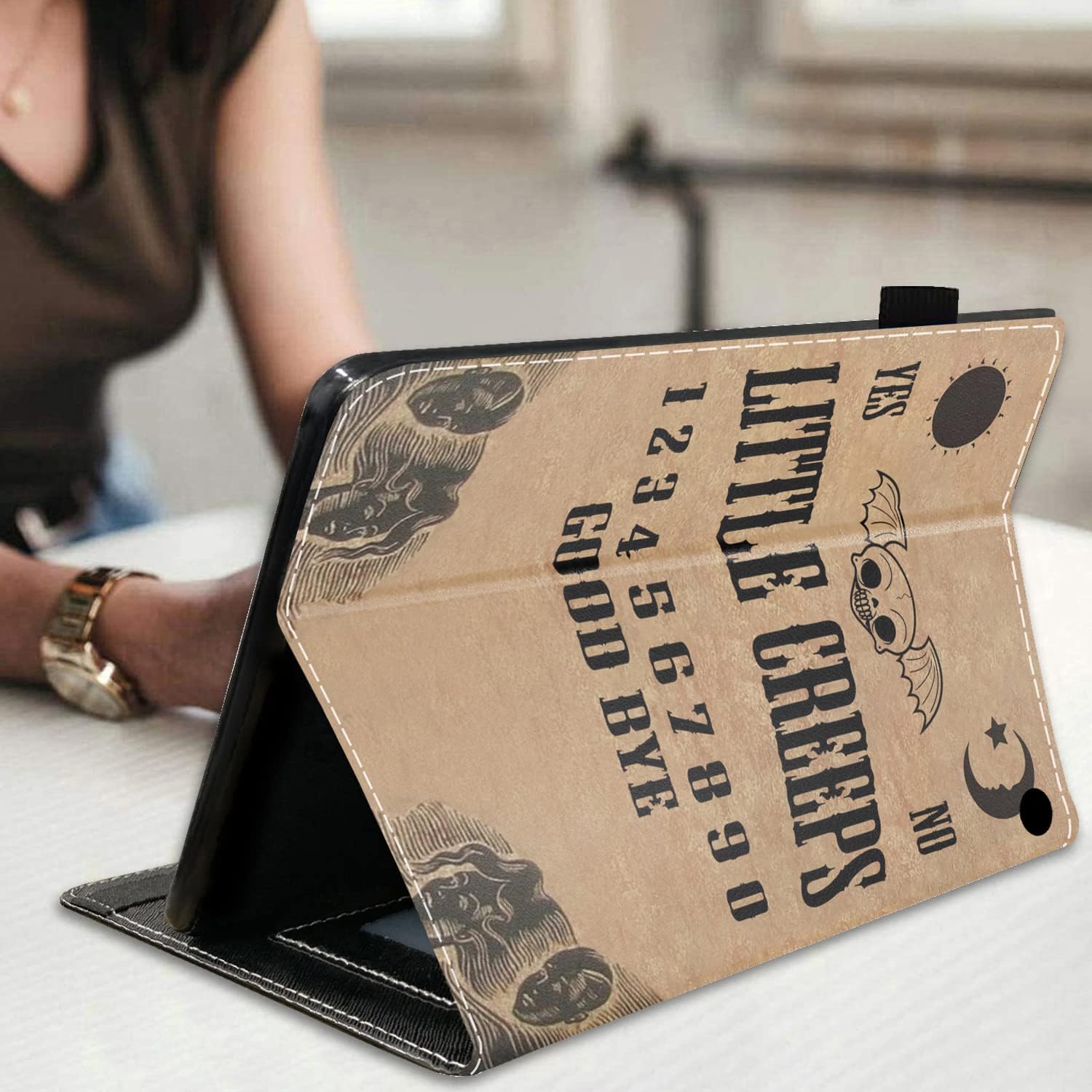 Case for Amazon Kindle Fire HD 8 & Fire HD 8 Plus Tablet (10th Generation, 2020 Release), Premium PU Leather Stand Cover with Smart Auto Wake, Retro Ouija Board