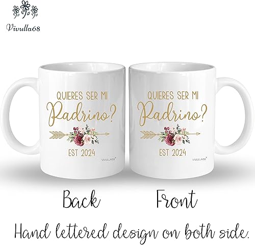 Miniatura 3 de Vivulla68 Quieres Ser Mis Padrinos De Bautizo, Bautizo Recuerdos Juego De 2 Tazas 2024, Recuerdos De Bautizo Para Niño, Niña, Propuesta de Padrinos