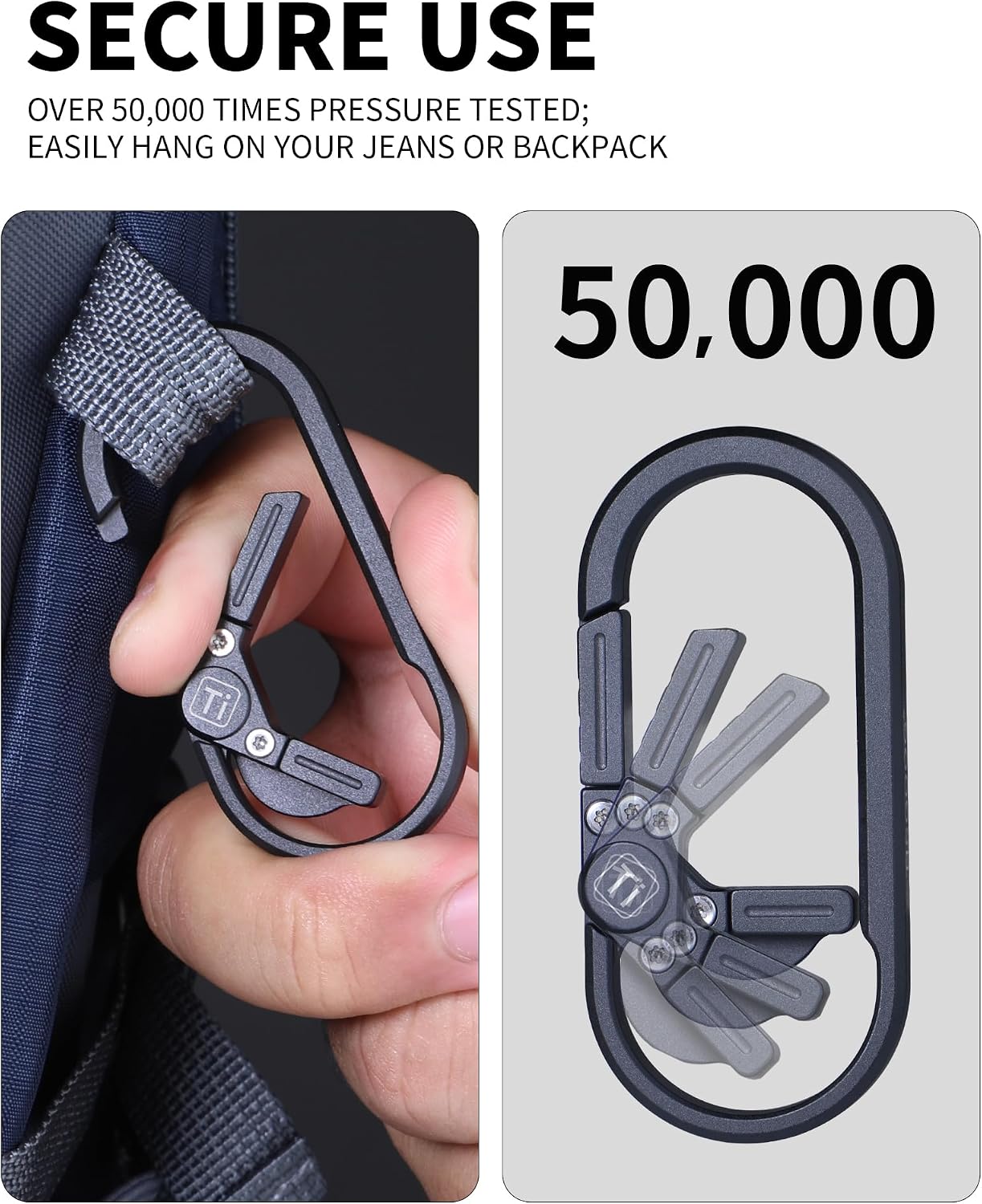 Titanium Keychain, Carabiner Keychain Clip, Heavy Duty Key Ring Holder, 2.7" Large Size Car Key Chains with Bottle Opener image 3
