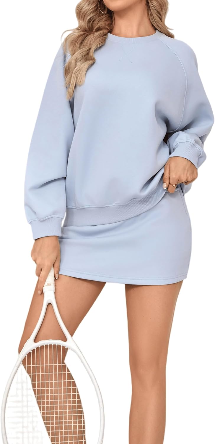 Women's Fall 2 Piece Outfits Athletic Tennis Skirt Sets Casual Lounge Tracksuit with Pockets Going Out