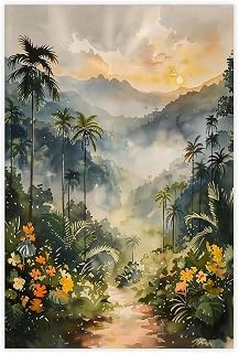 YFET Amazon Rainforest Watercolor Painting Brazil Outstanding Landscape Wall Art Print Canvas Poster for Home School Wall Hanging Office Kitchen Decor GiftUnframe 12x18inch