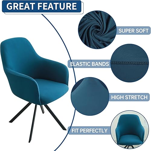 Miniatura 5 de Funda giratoria para silla de comedor para oficina, silla de escritorio de oficina elástica con respaldo medio, protector de silla de brazo de ocio