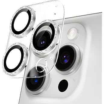 Camera Lens Protective Film for iPhone 16 Pro/16 Pro Max, Glittery 9H Tempered Glass, Aluminum Alloy, iPhone 16 Pro/16 Pro Max Camera Cover, Anti-Scratch, Anti-Impact, High Transparency, Black