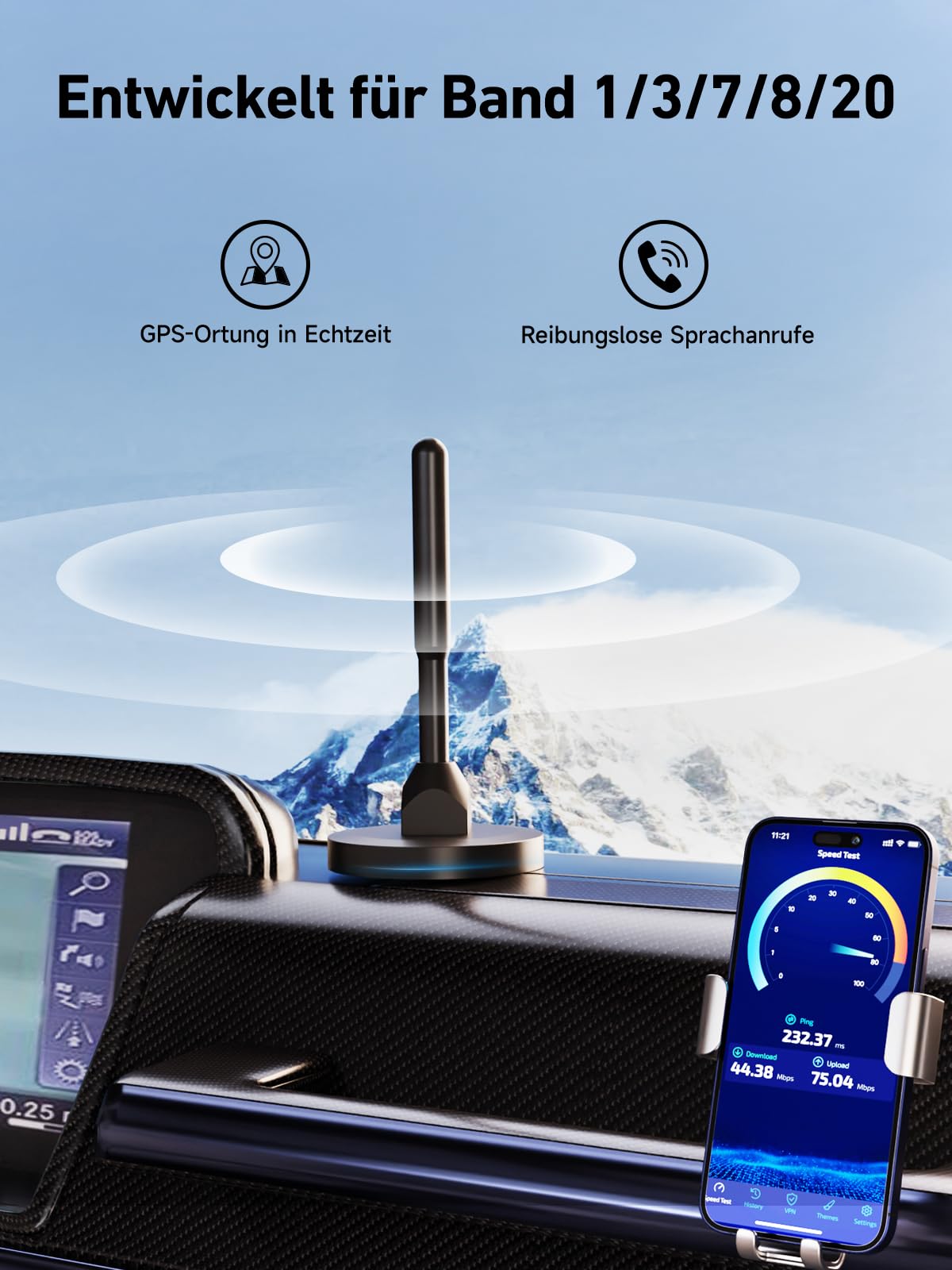 ANNTLENT Empfangsverstärker Handy 4G 3G LTE GSM Repeater für Wohnmobil/LKW/SUV - Band 20/8/1/3/7 Mobilfunk Verstärker Sprachanrufe und Daten für Alle Netzbetreiber - Magnetische Dachantenne