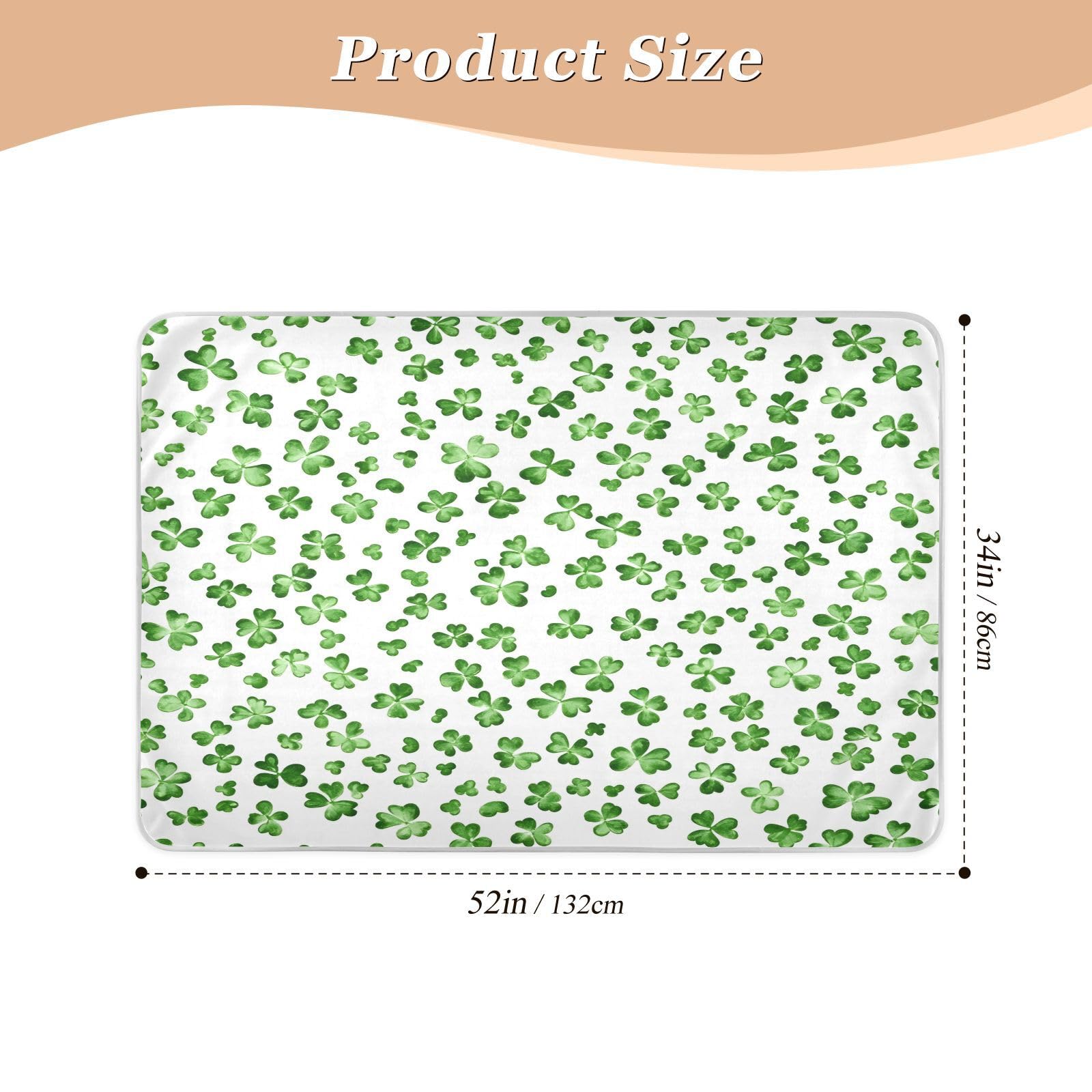 BOESI Watercolor Shamrock Pattern Waterproof Pads for Bedwetting and Incontinence, Reusable Pads, Reusable Diaper Pads for Bed, Sofa, Travel