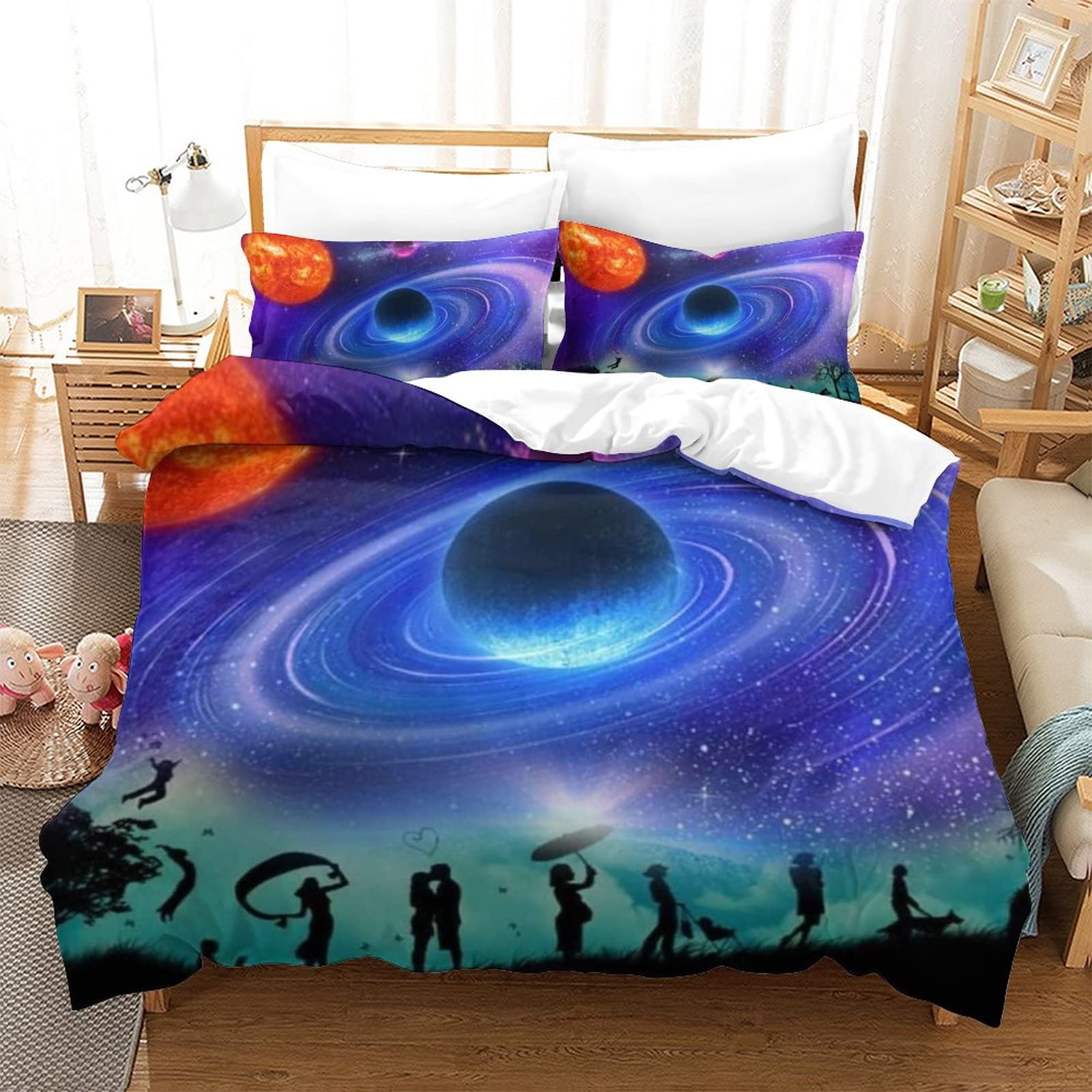 Housse de couette planete 220x240 cadeau de literie original garcon et fille