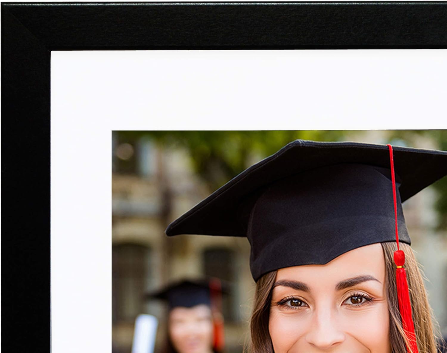 Americanflat 13x13 Graduation Frame - Shatter-Resistant Glass - Fits 8x10 Photo with Tassel Opening - Engineered Wood Diploma Frames with Tassel Holder for Wall Display - Black Square Frame