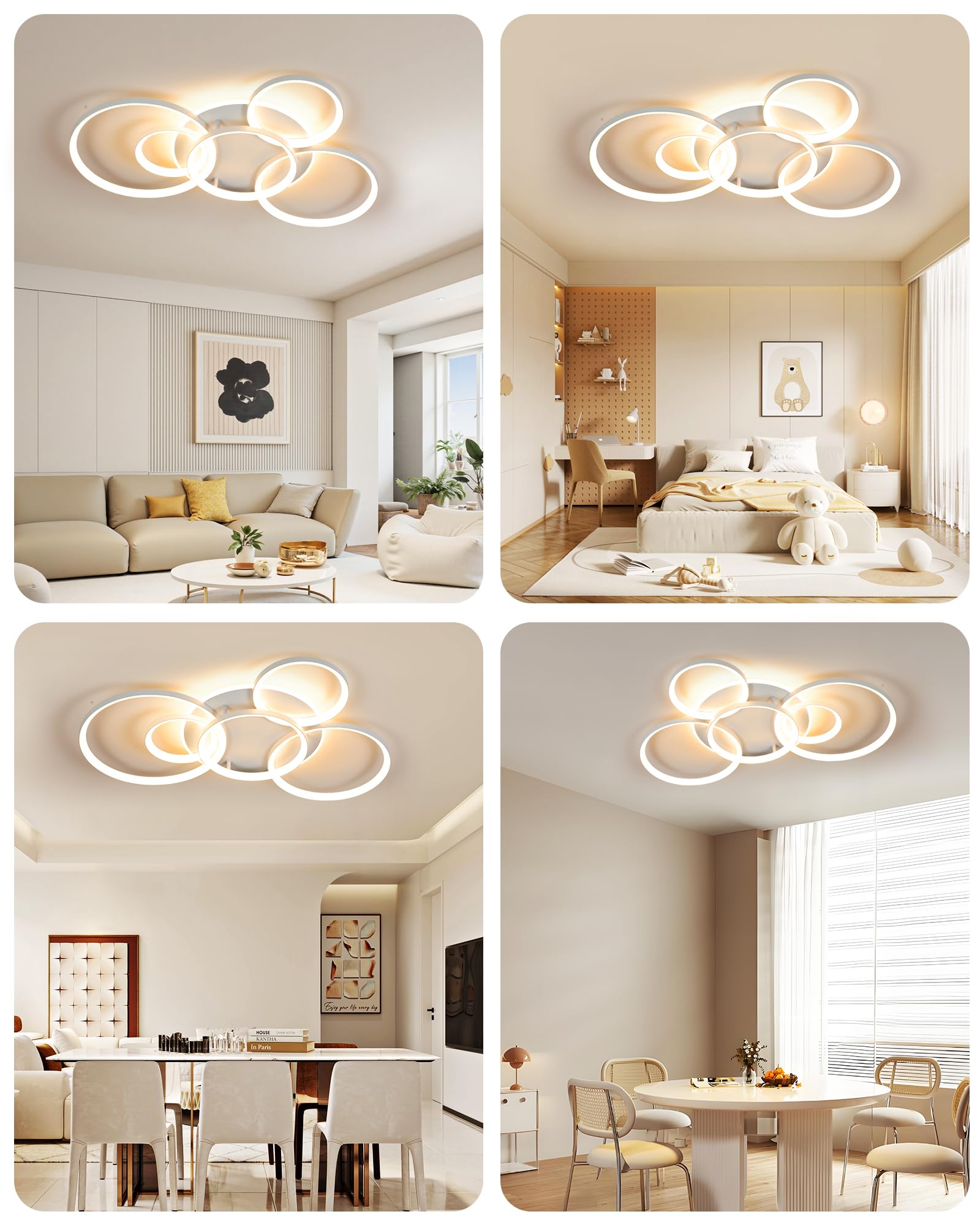 Plafoniera LED Soffitto Moderna, Lampadario Camera da Letto 86 * 60cm，Plafoniera LED Dimmerabile 3000K-6000K per Soggiorno Camera da Letto Sala da Pranzo 75W