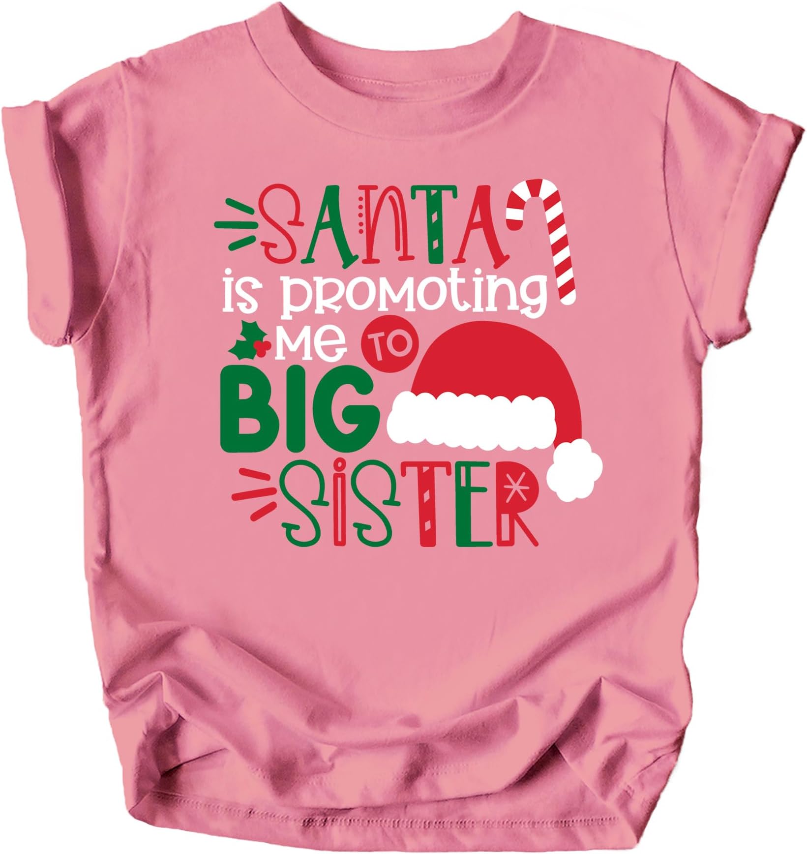 Olive Loves AppleSanta Promoted Me to Big Sister Christmas T-Shirt for Baby and Toddler Youth Girls Holiday Outfit