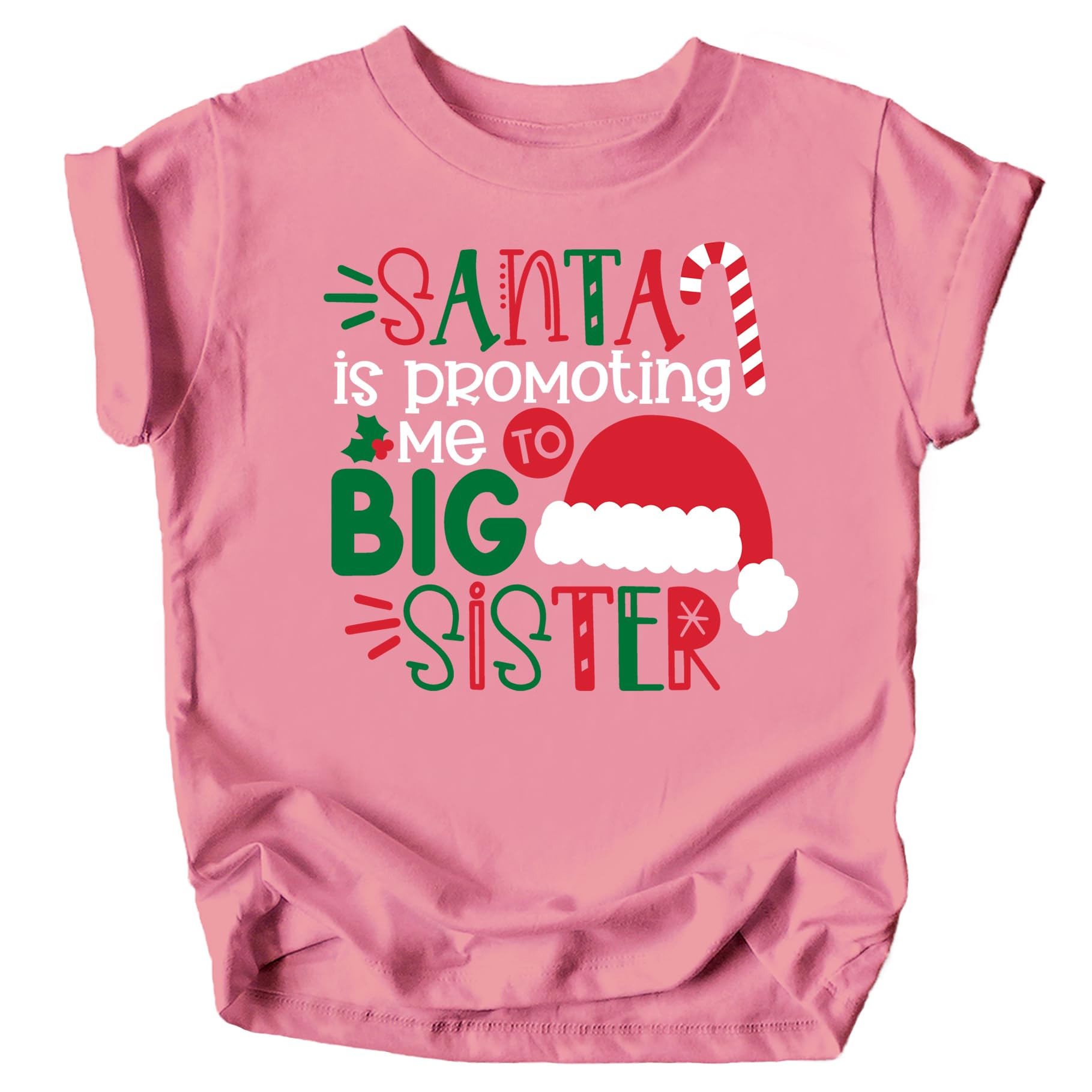 Olive Loves AppleSanta Promoted Me to Big Sister Christmas T-Shirt for Baby and Toddler Youth Girls Holiday Outfit