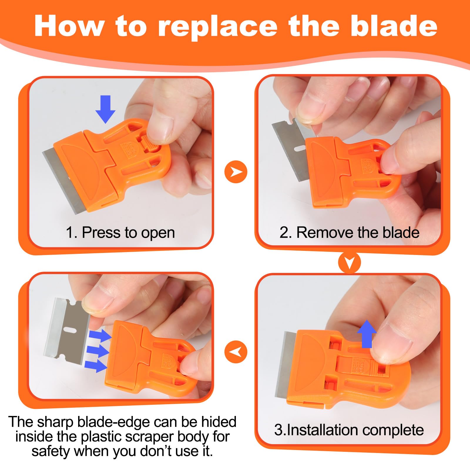 Snapklik.com : WEGAZ-4 Pcs Mini Plastic Razor Blade Scraper ToolPlastic ...