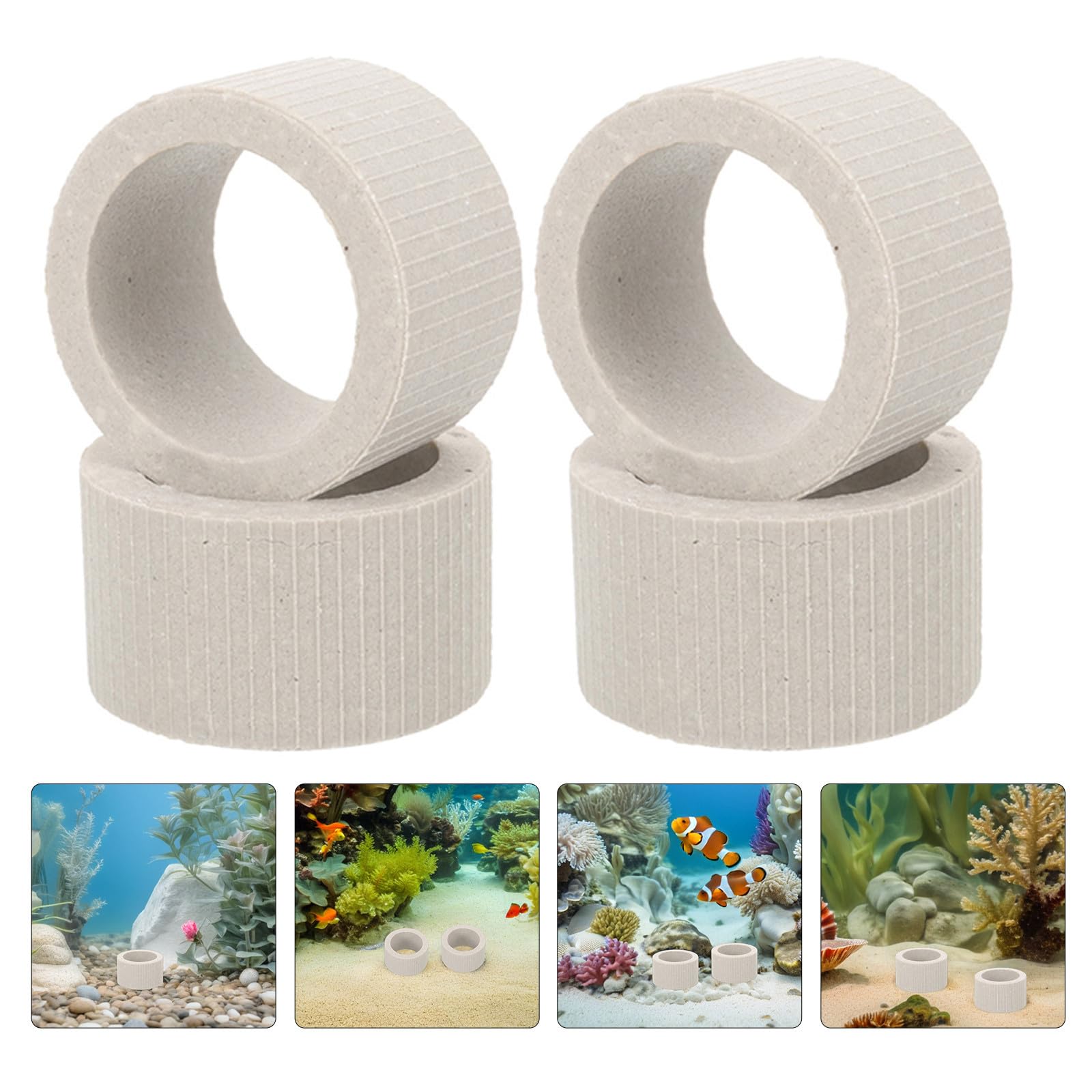 LALAFINA 30 Unidades Anillo Fijo para Acuario de Cerámica para Plantas Acuáticas Instalación Simple y Versátil, Adecuado para Acuarios y Tanques de Agua Salada