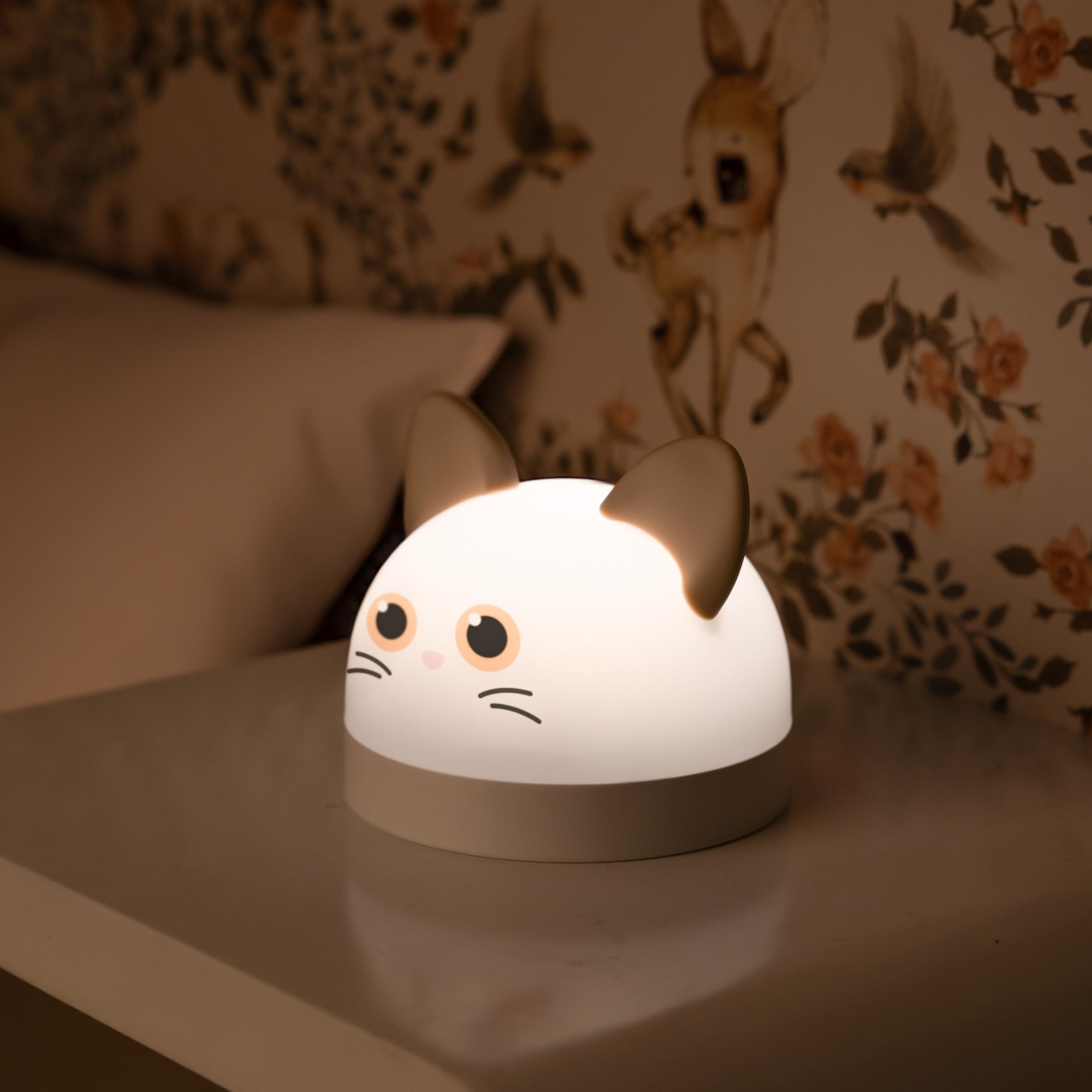 Fisura – Luz Nocturna Infantil Gato. Reloj Despertador con luz Nocturna para niños. Reloj con Pantalla LED. Quitamiedos con Brillo Ajustable. Regalo Infantil Original.