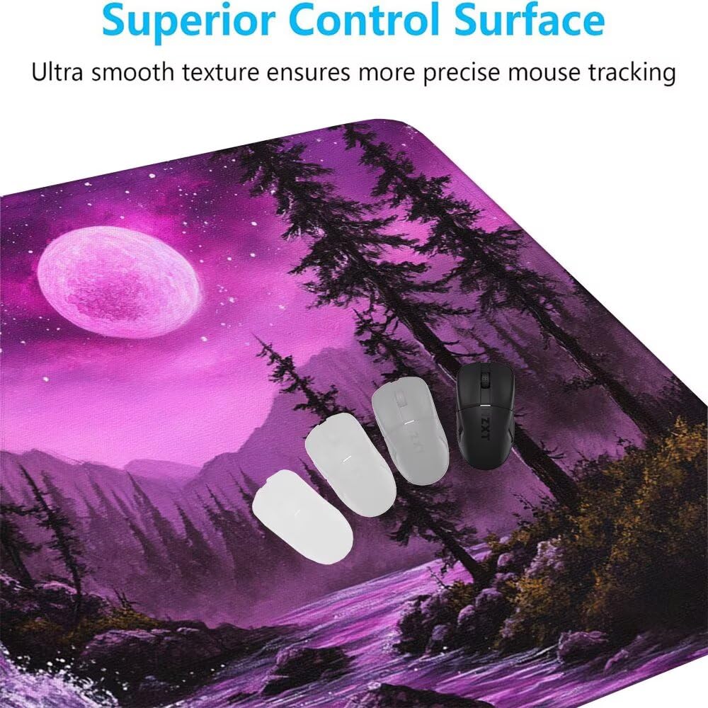Viola Tappetino Mouse XXL 1000x500x3mm, Gaming Tappetino Mouse Paesaggio Mousepad con Base in Impermeabile Gomma Antiscivolo per Tastiera, PC, Computer Ufficio Idea Regalo per Festa del Papà X-976