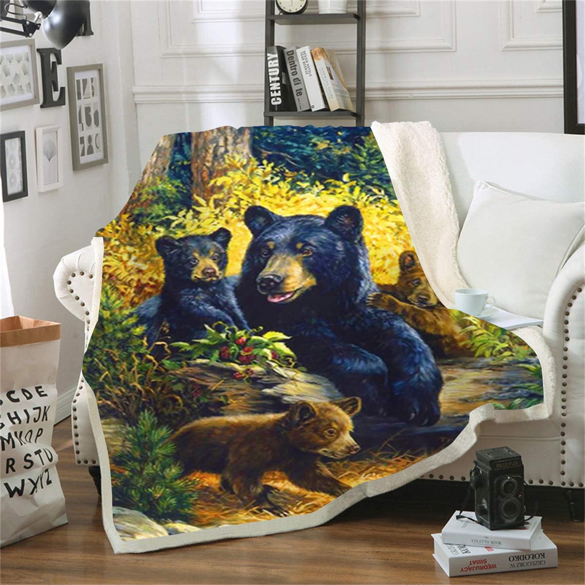 Couverture moelleuse luxueuses Petit Ours 150x200cm pour lit et canapé