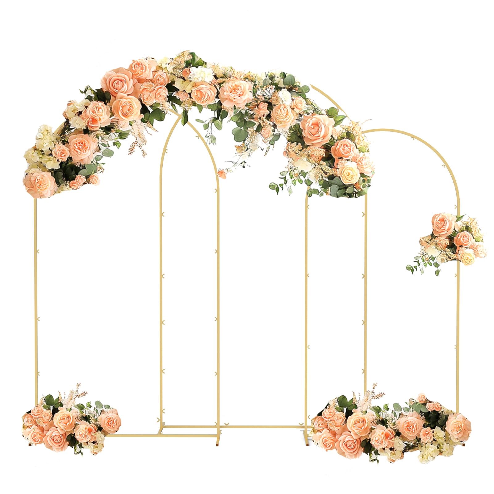 Photo 1 of Babenest Gold Arch Backdrop Stand Set of 3, 6.6FT/7.2FT/8FT Metal Arch Weeding Stand, Balloon Arch Frame for Ceremony Birthday Party Bridal Baby Shower Banquet Decoration