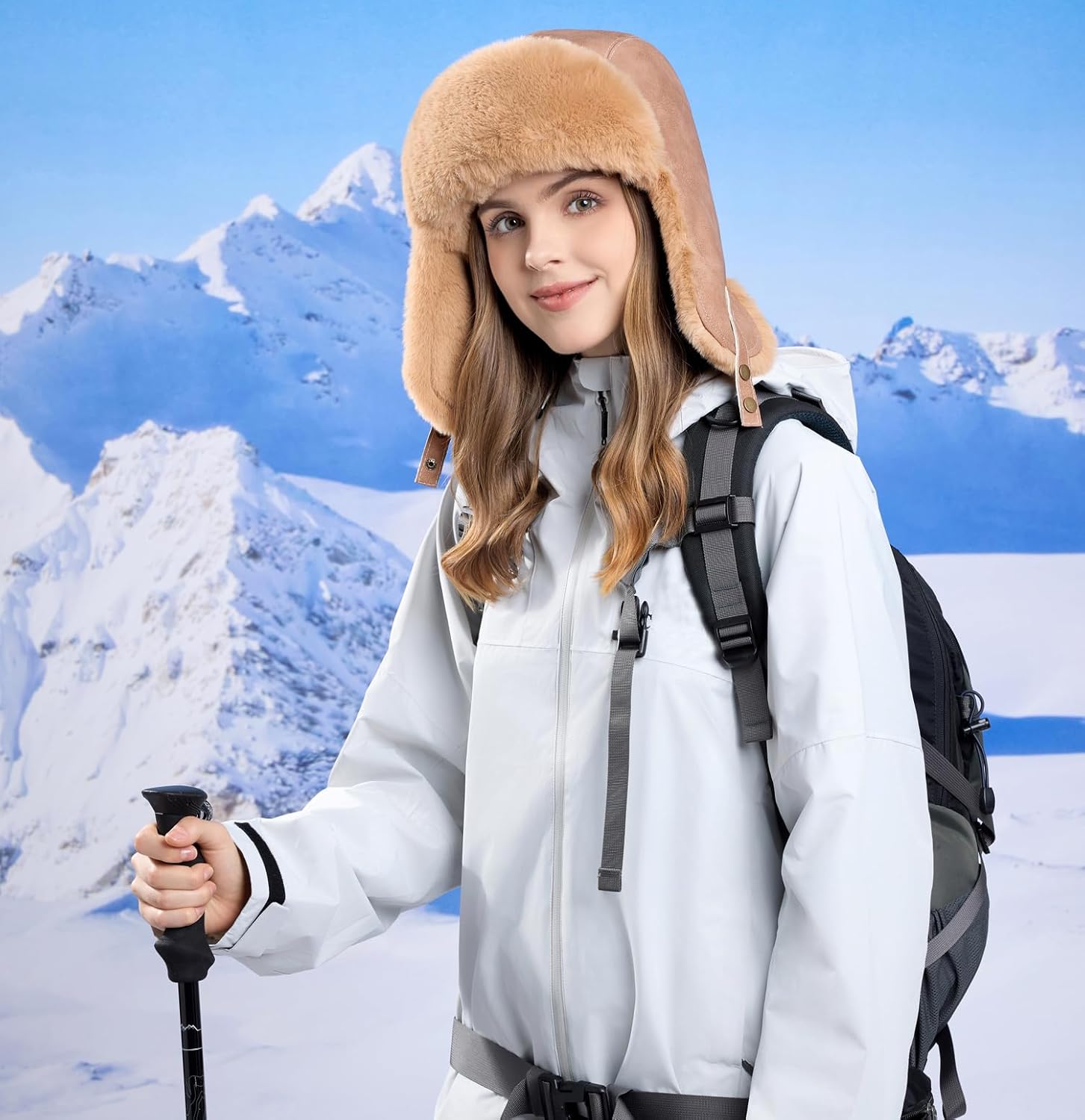 Trapper Hat with Faux Fur Linning Eskimo Windproof, Women Winter Warm Hats Men's Russian Ushanka Hunting Hat - Image 8