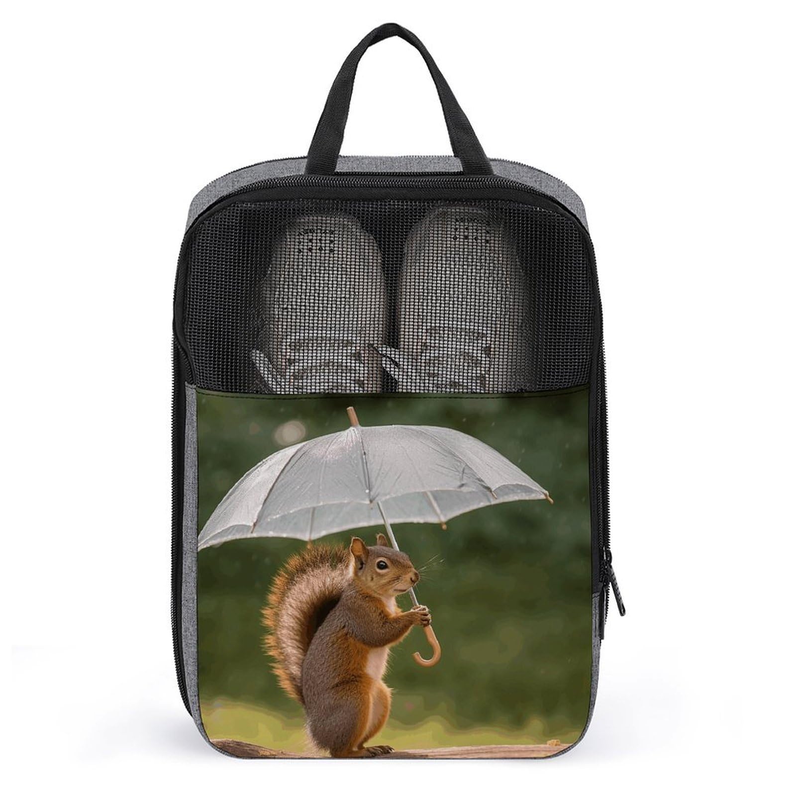 Sac à chaussures imprimé écureuil gris en taille unique pour le rangement - 7