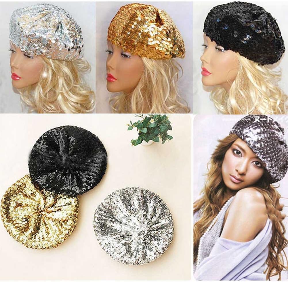 Sparkly Sequins Beret Hat Glitter Mermaid Cap for Dancing Party Fancy Dress - Image 7