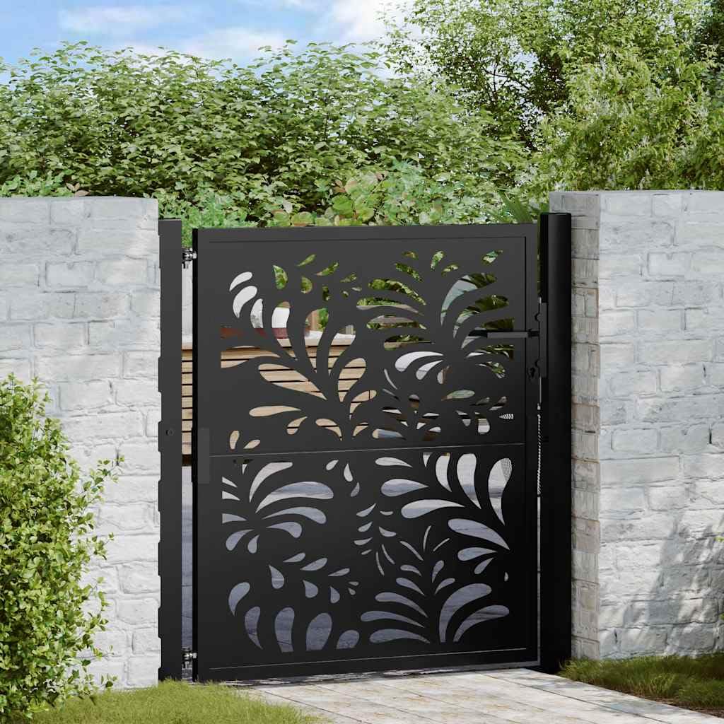 vidaXL Cancello Giardino Nero 100x100 cm in Acciaio Design Ondulato, cancello della Recinzione, cancello Esterno, cancello del Metallo