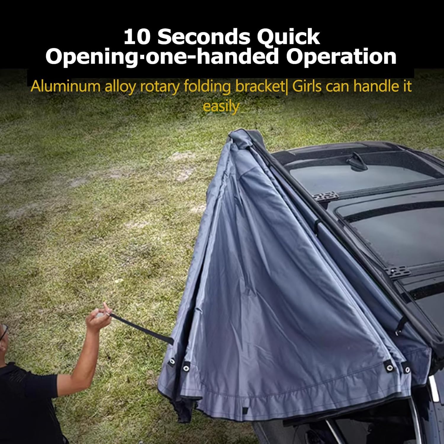 270° Fan-shaped Side Tent, Passenger Side Outdoor Car Canopy, Awning Waterproof UV50+ Wind Proof, Suitable for SUV Trucks And Trucks(Khaki,Large)