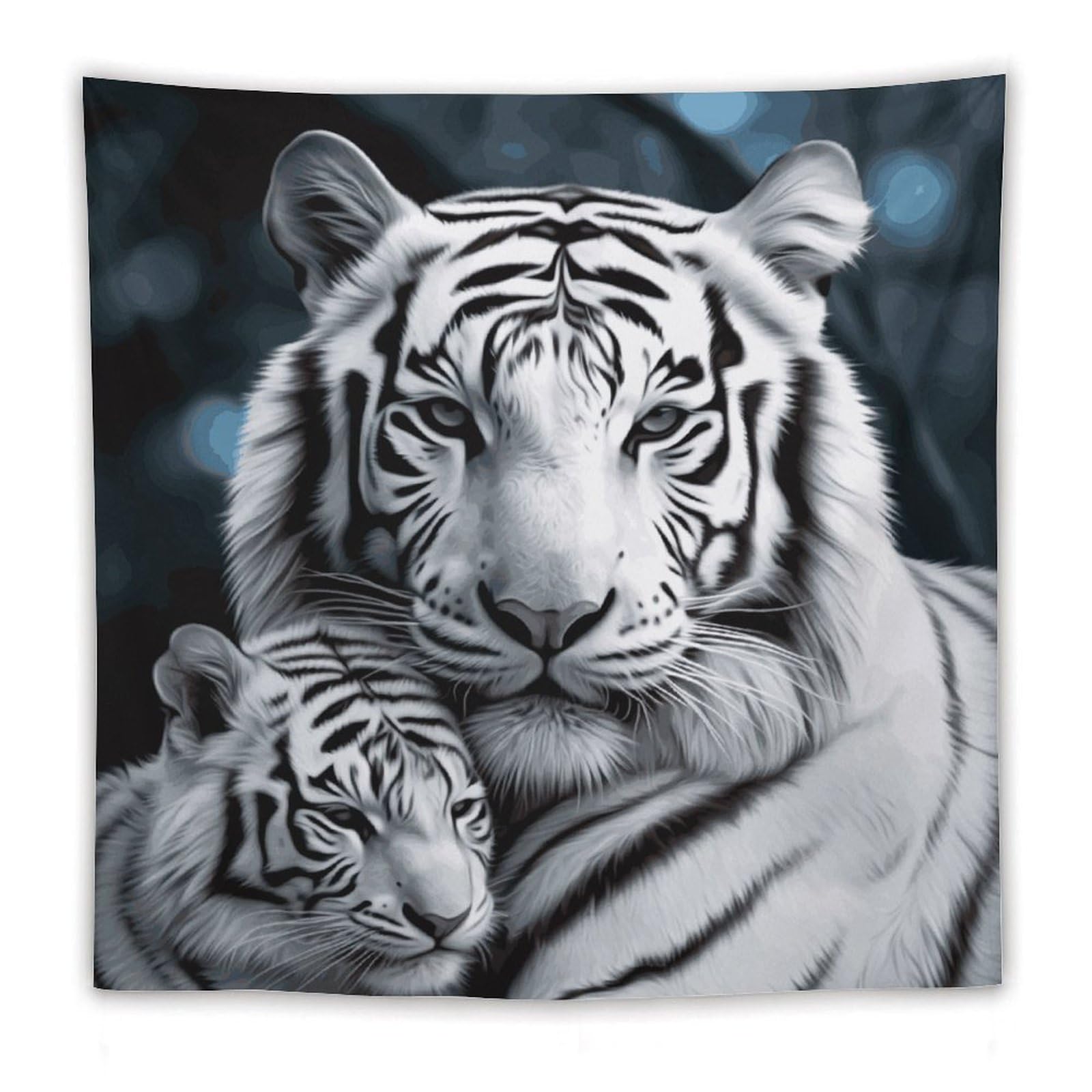 LDGSUPH White Tiger Tapestry Wall Hanging Decor Anti-fading Aesthetic Wall Tapestries Fashion Wall Blanket Decor Modern Wall Art Tapestry for Bedroom Home Decor 60"x60"