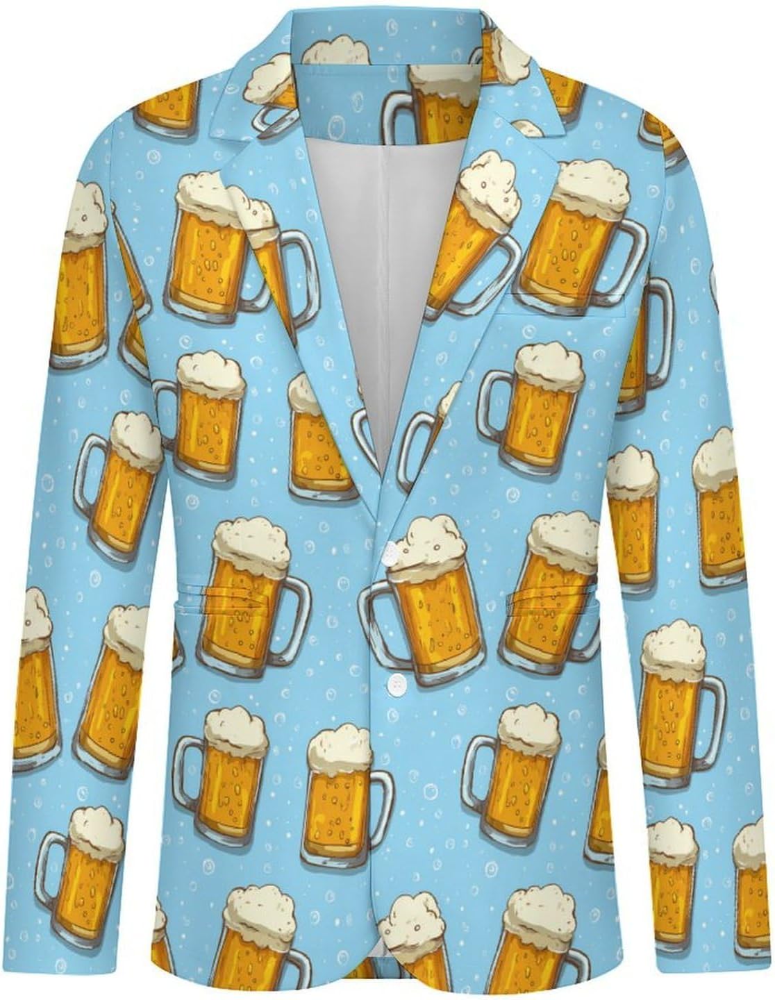 Beer Print Suit Jacket for Men Print Coat Jackets Dress Suits Party Wedding