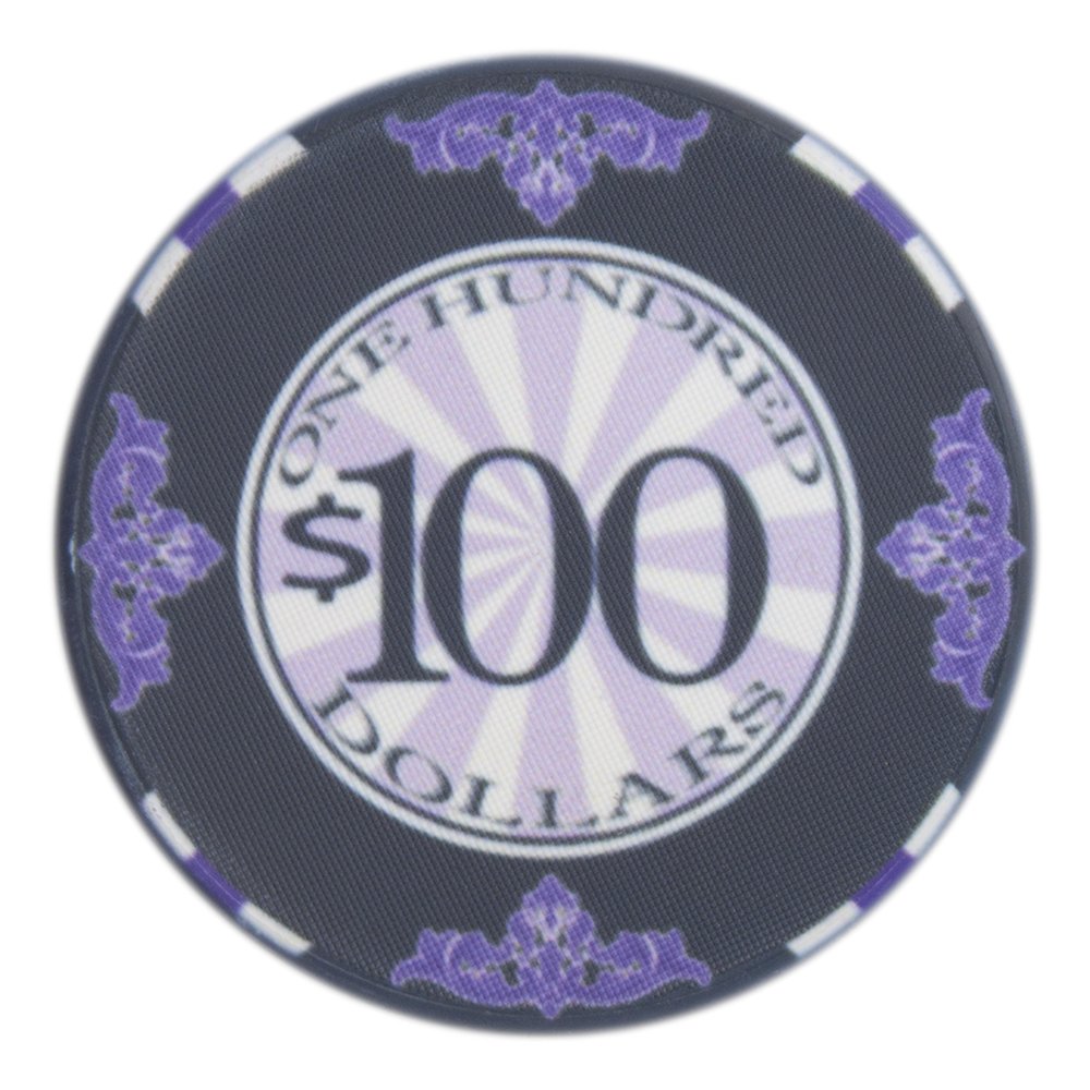 Brybelly Scroll Casino Grade Ceramic Poker Chip 10-Gram – Confezione da 50, Uomo Bambino Donna Unisex - Adulto, 100 Black