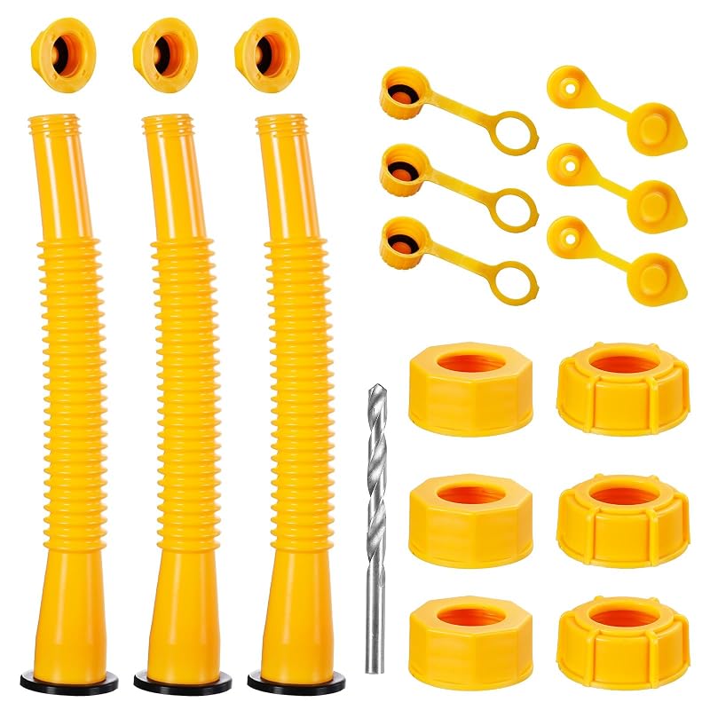 Kit de bicos flexíveis extralongos para galão de combustível FOANRIY, 28,4 cm, rosca de 44,7 mm, 3 peças